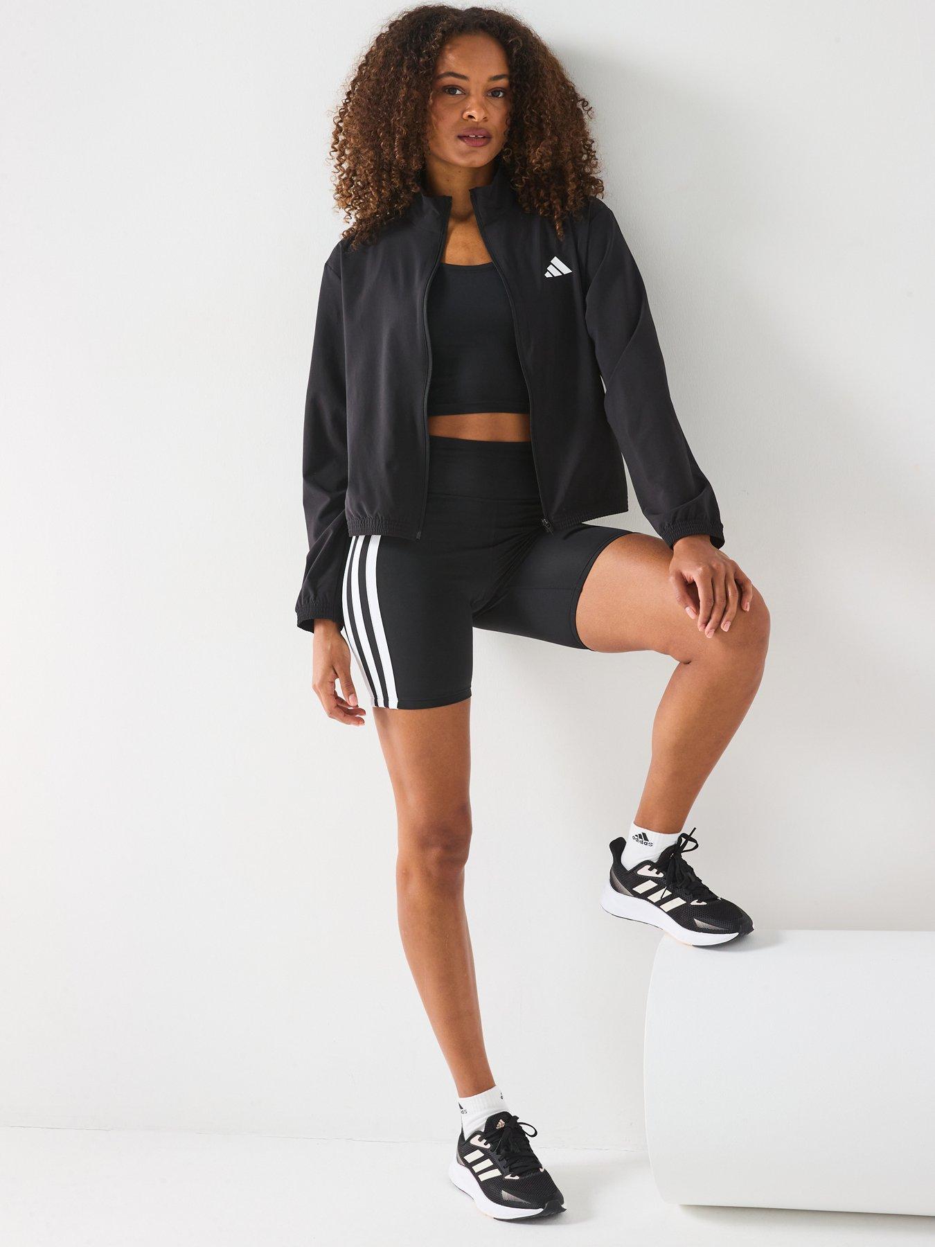 Image 3 of 6 of adidas Womens Train Essentials 3 Stripe Woven Jacket - Black