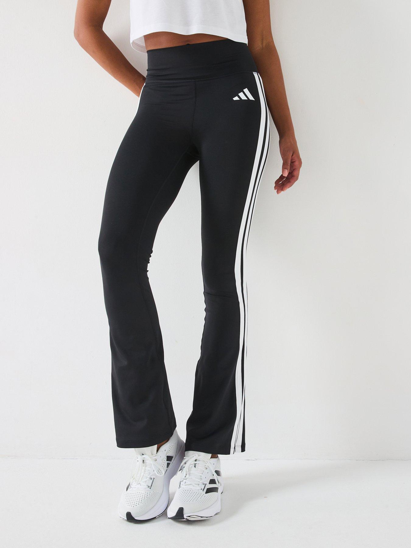 Image 1 of 6 of adidas Womens Training Optime Essentials 3 Stripe Flare Pants - Black