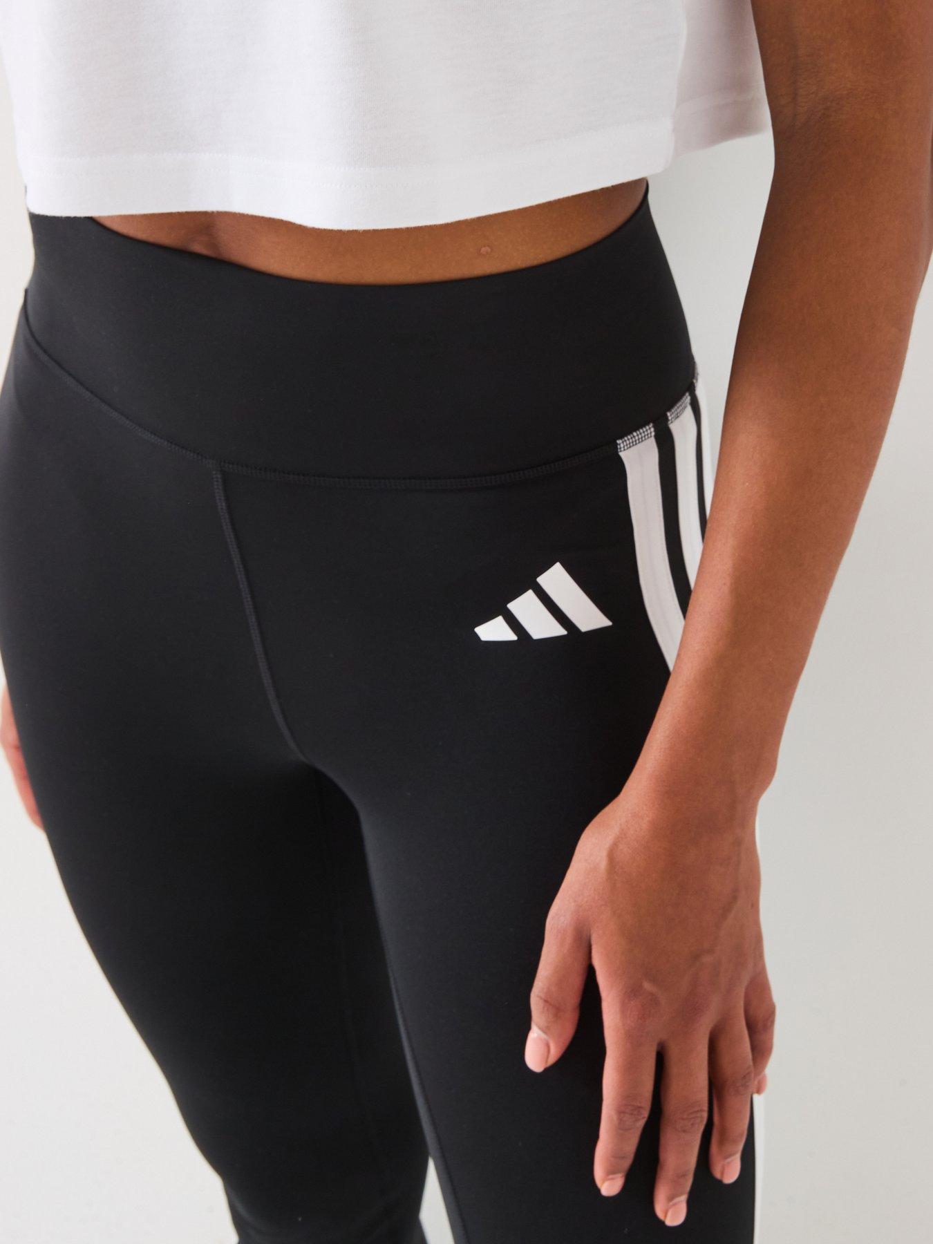 Image 4 of 6 of adidas Womens Training Optime Essentials 3 Stripe Flare Pants - Black