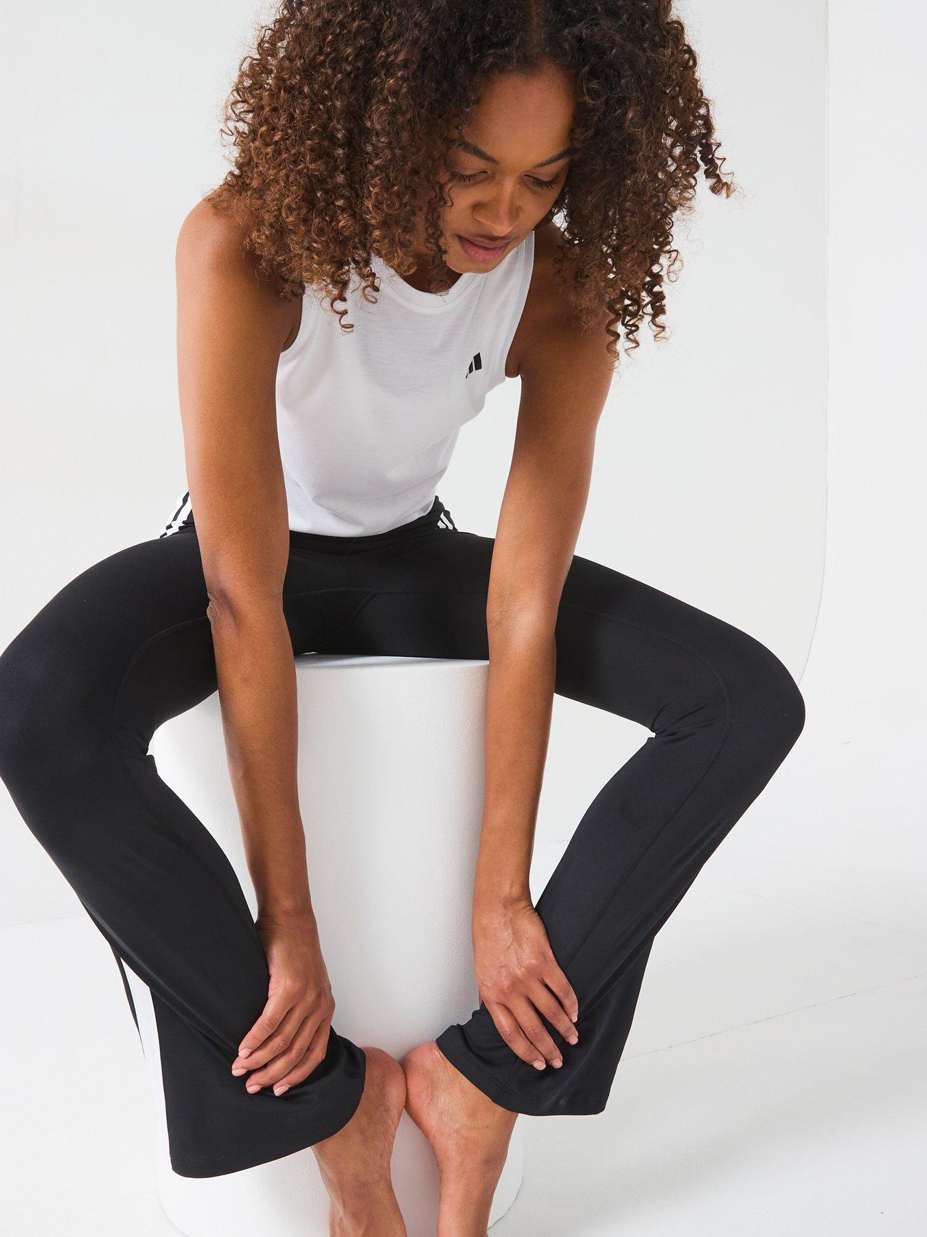 Image 5 of 6 of adidas Womens Training Optime Essentials 3 Stripe Flare Pants - Black