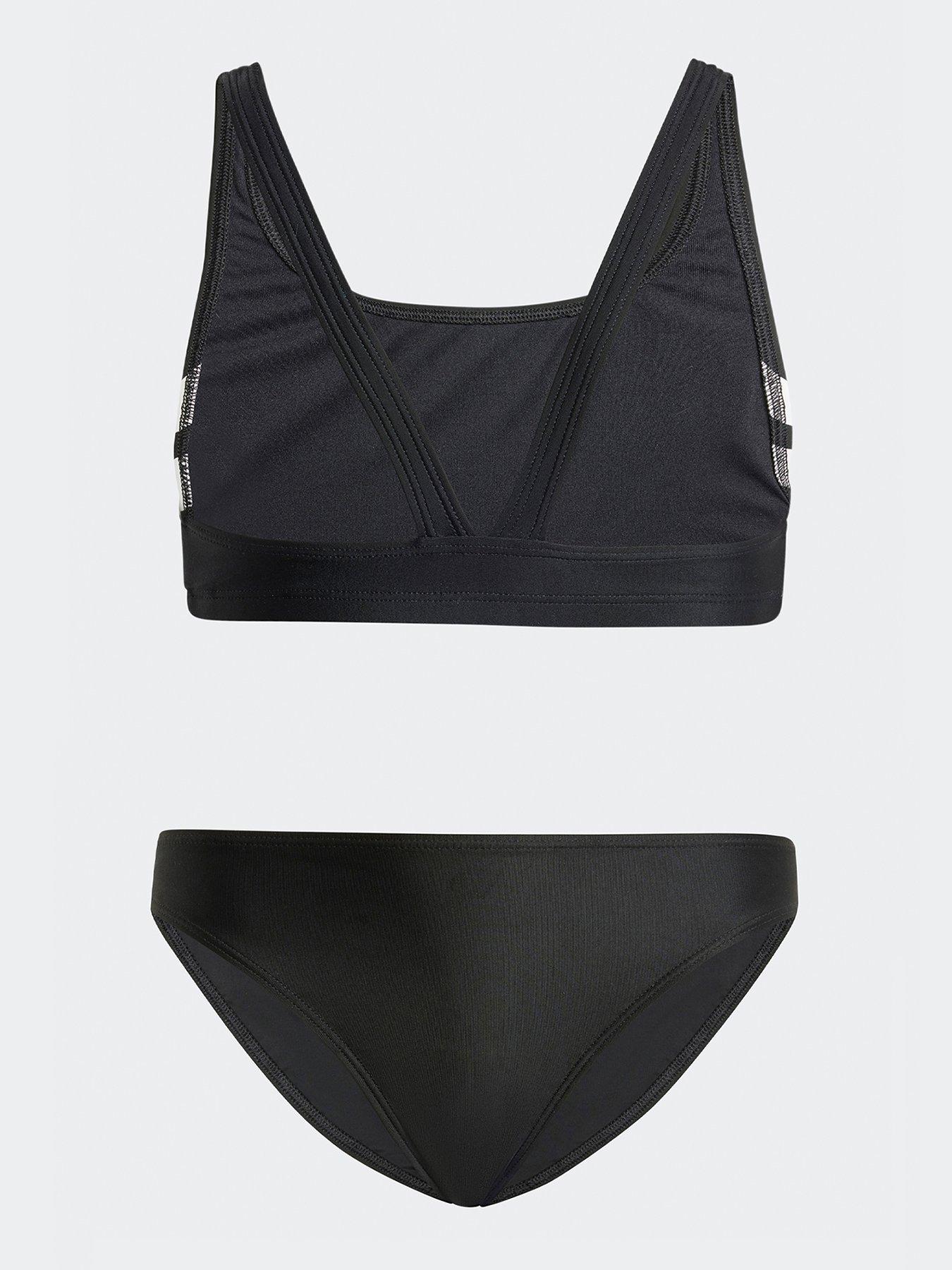 Image 2 of 5 of adidas Junior Girls 3 Stripe Bikini - Black