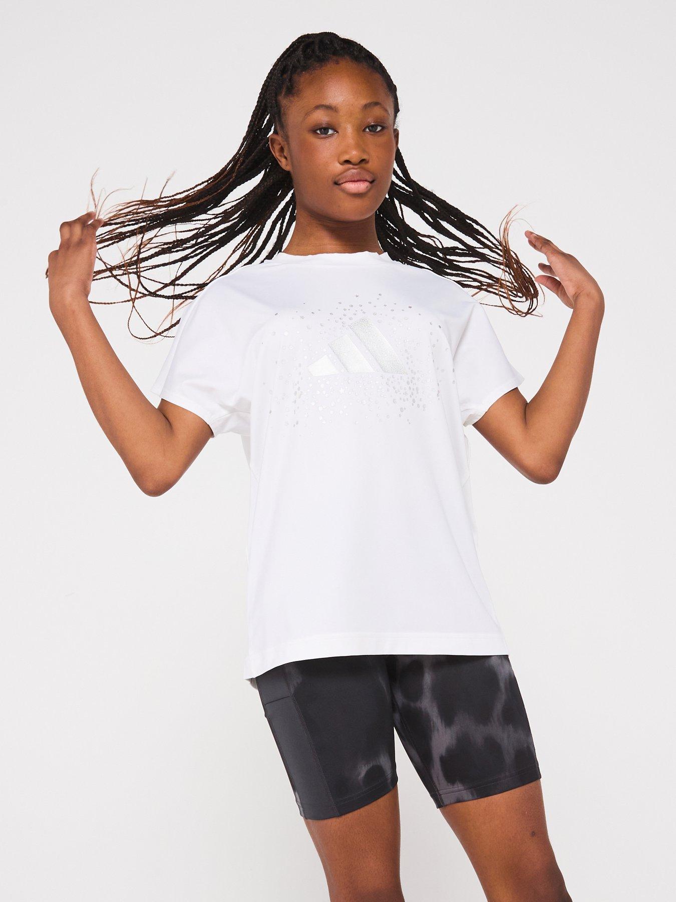 adidas Junior Girls Training Logo T-Shirt - White