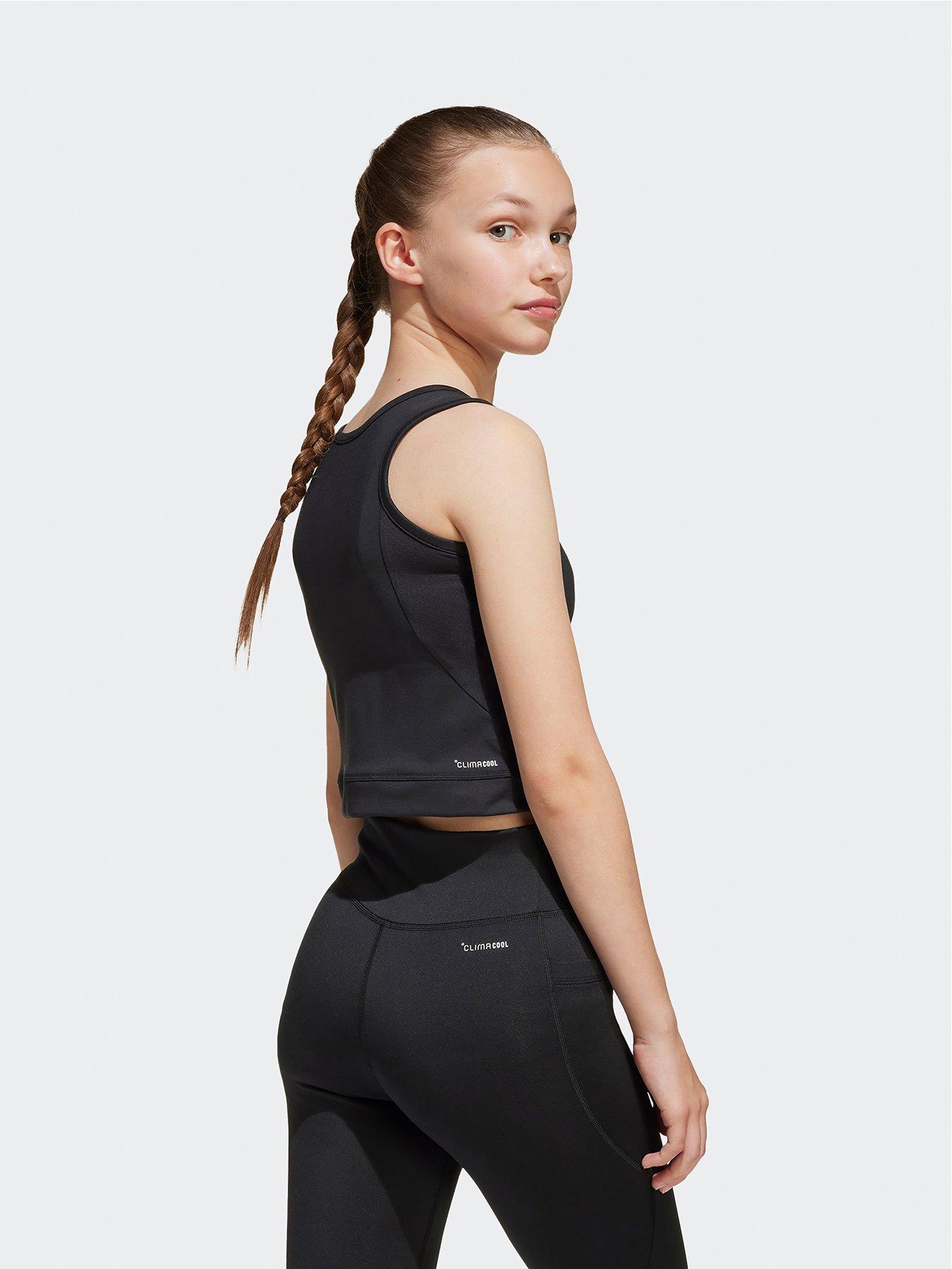 Image 2 of 5 of adidas Junior Girls Training Crop Top - Black