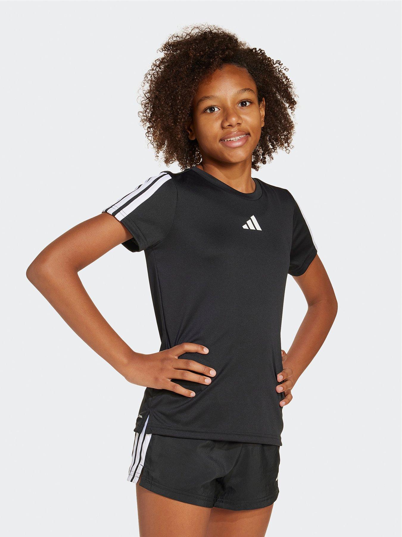 adidas-junior-girls-train-essentials-3-stripe-t-shirt-blackfront