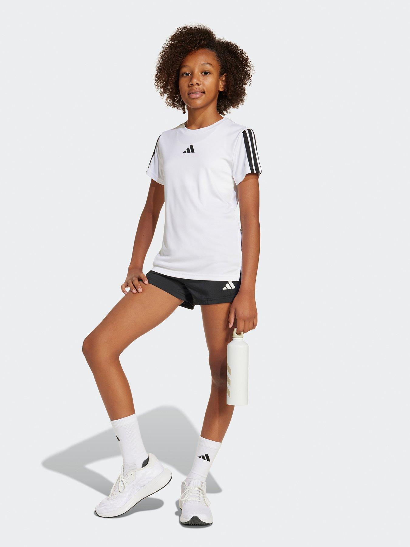 Image 3 of 5 of adidas Junior Girls Train Essentials 3 Stripe T-Shirt - White