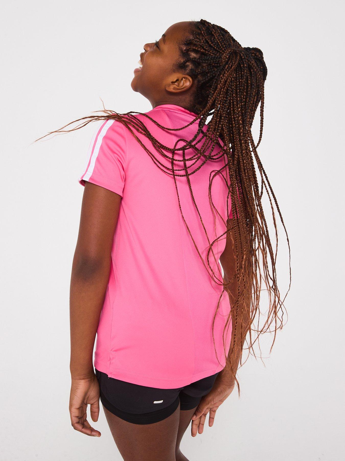 Image 2 of 6 of adidas Junior Girls Train Essentials 3 Stripe T-Shirt - Pink