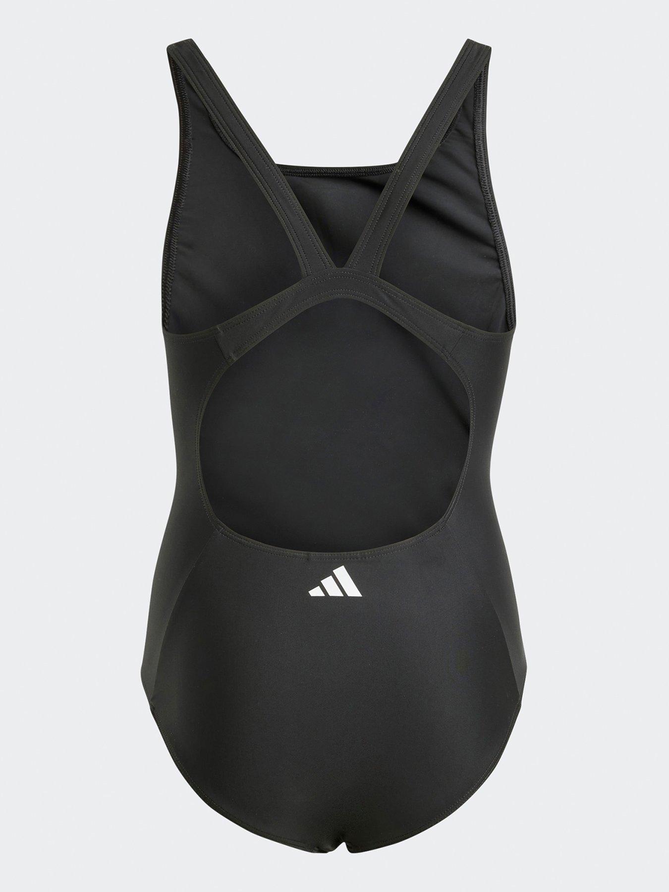 Image 2 of 4 of adidas Junior Girls 3 Stripe Swimsuit - Black