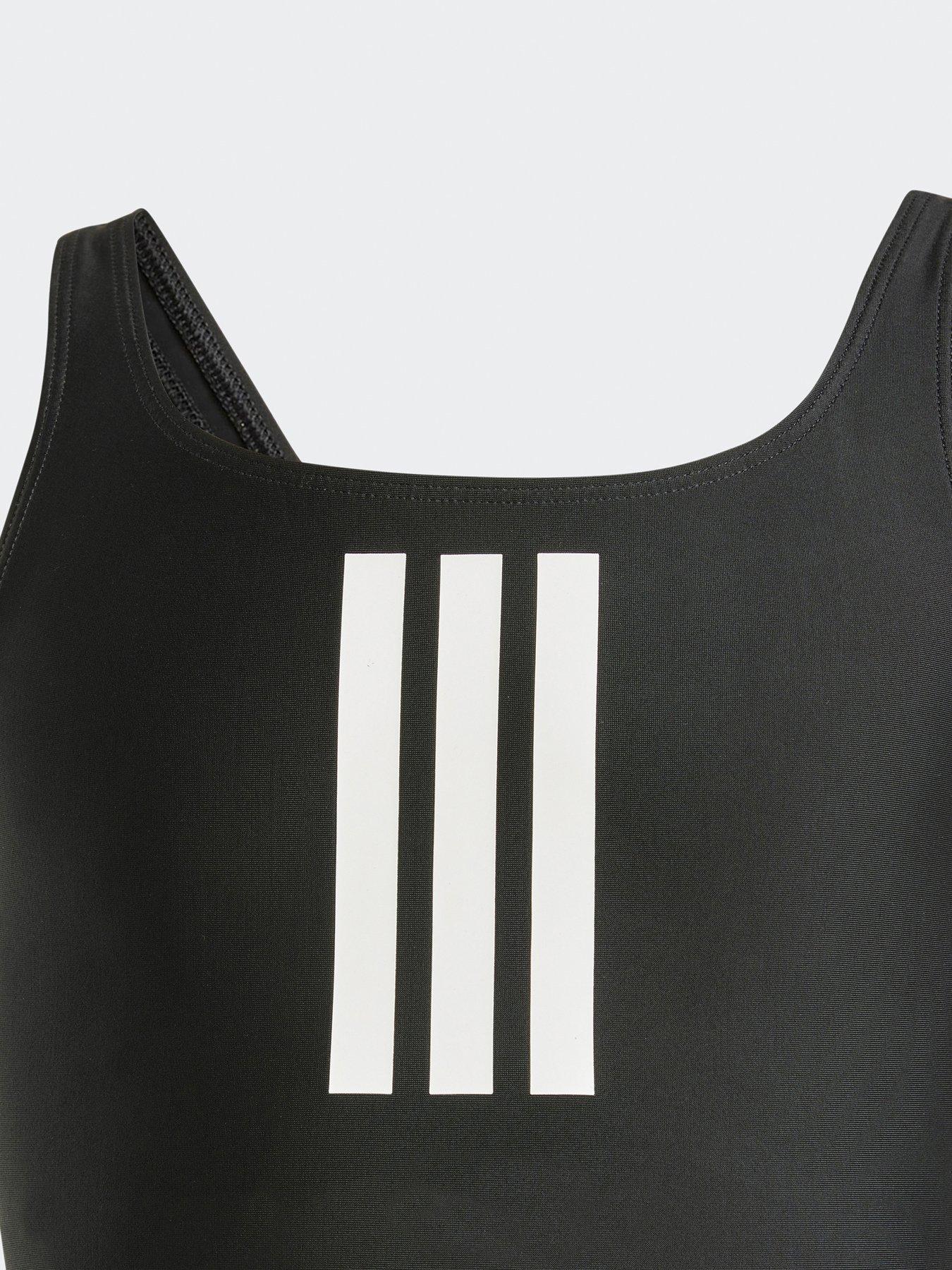 Image 4 of 4 of adidas Junior Girls 3 Stripe Swimsuit - Black