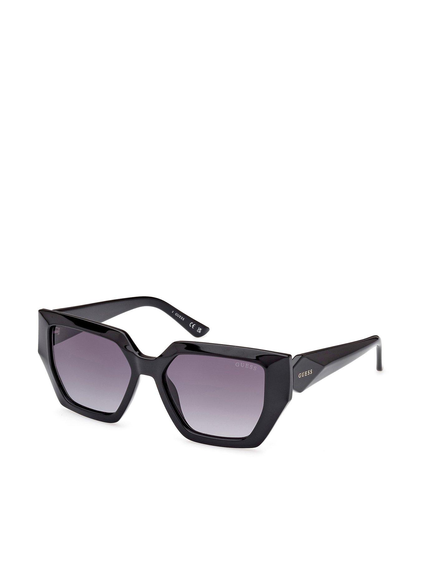 Image 1 of 4 of Guess Geometric Small Logo Sunglasses - Shiny Black