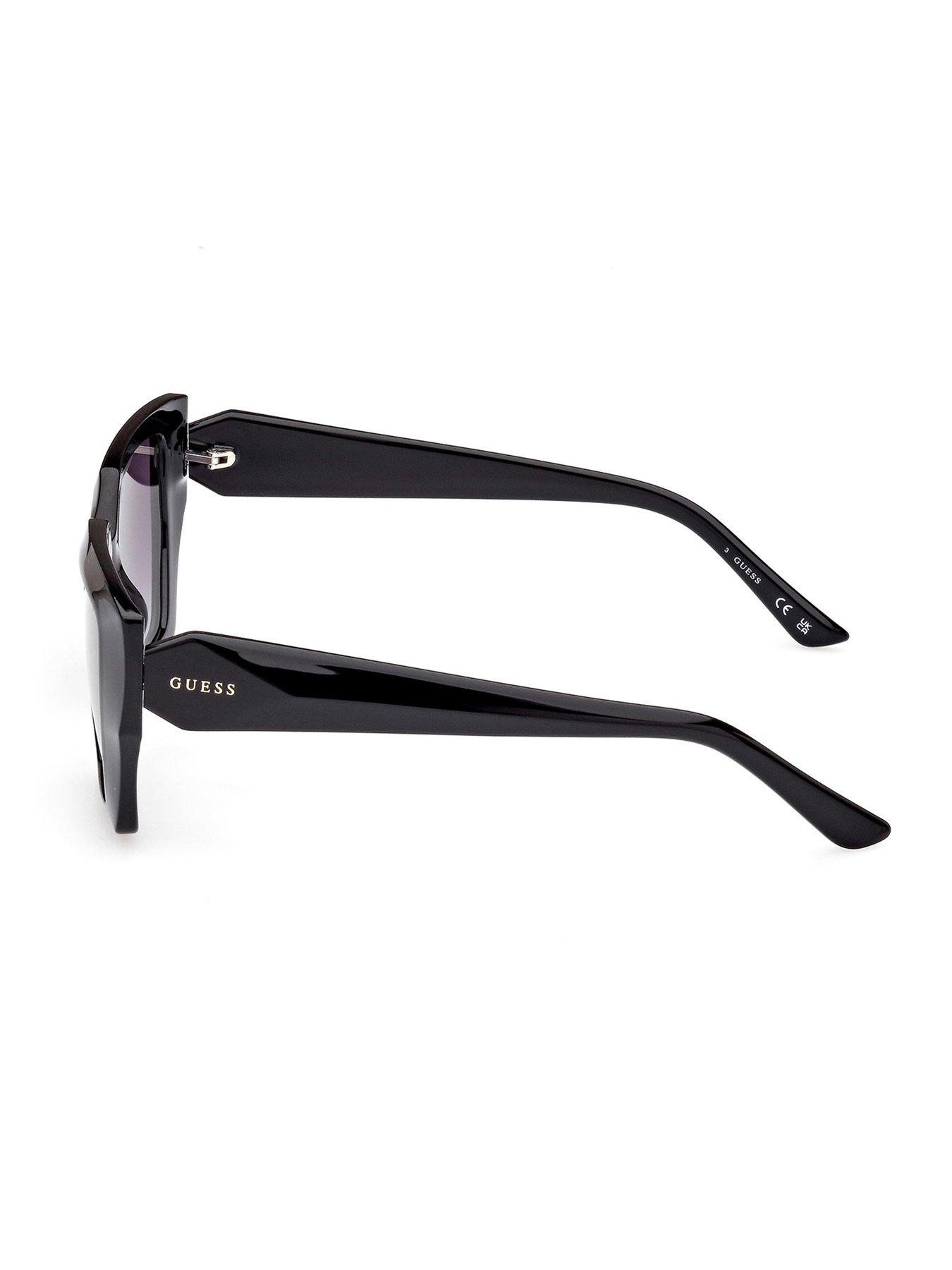 Image 2 of 4 of Guess Geometric Small Logo Sunglasses - Shiny Black