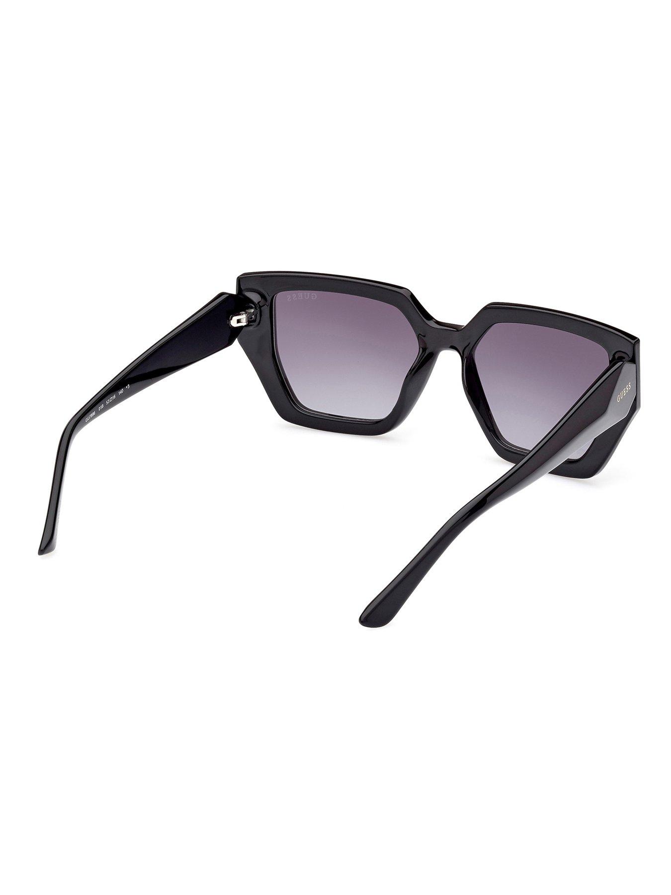Image 3 of 4 of Guess Geometric Small Logo Sunglasses - Shiny Black