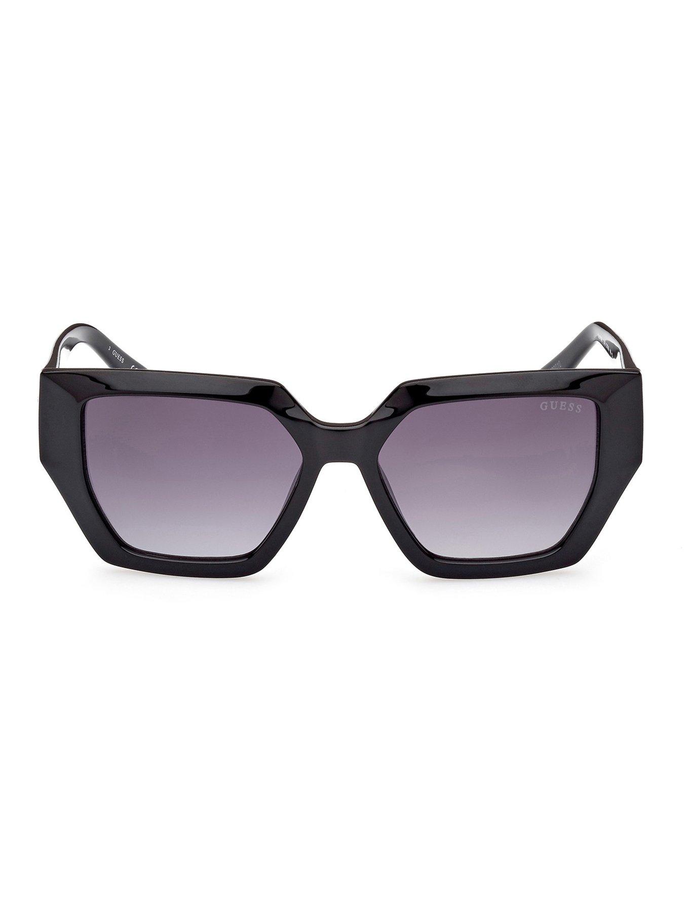 Image 4 of 4 of Guess Geometric Small Logo Sunglasses - Shiny Black