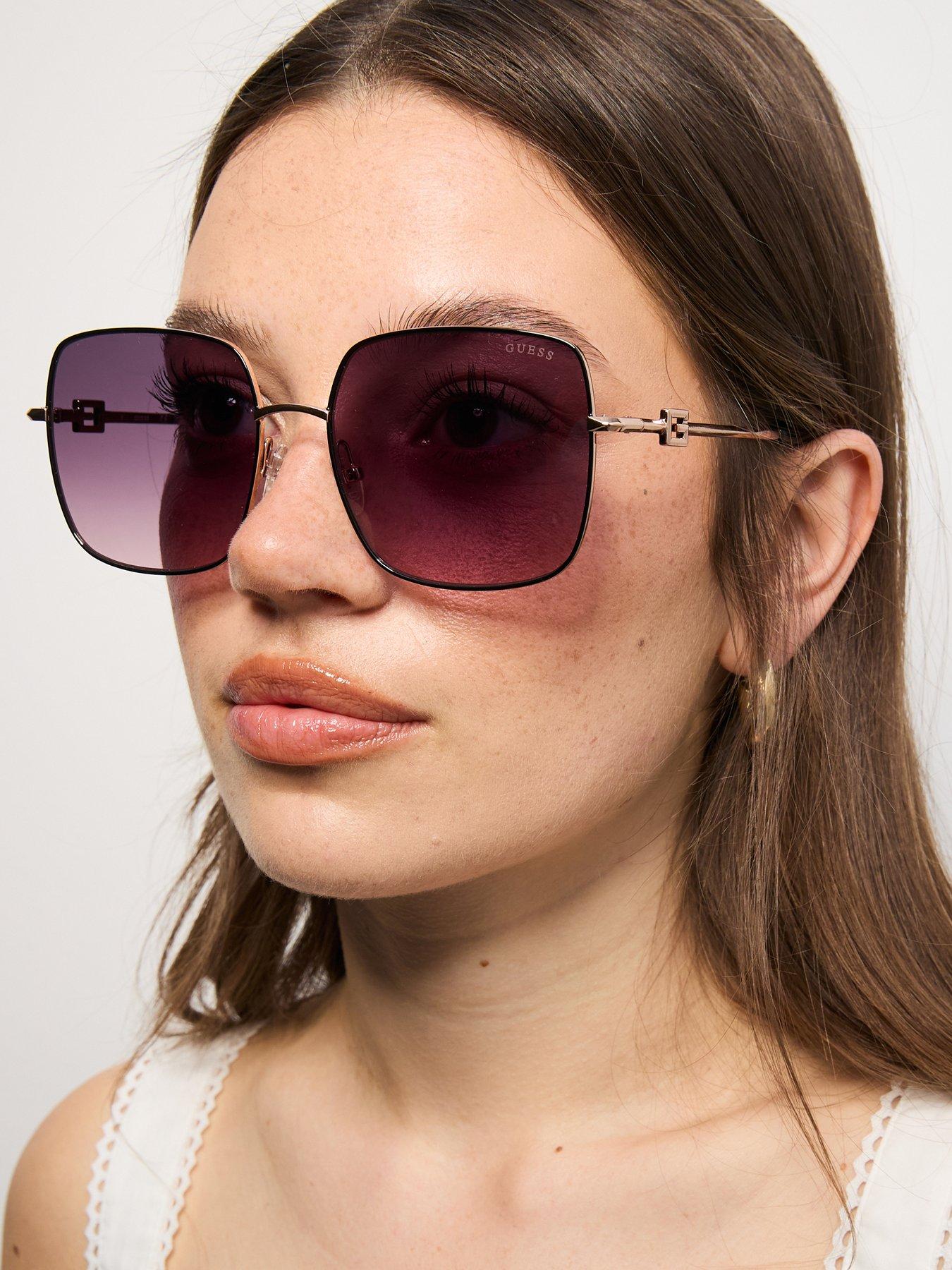Image 6 of 6 of Guess Square Metal Frame Logo Sunglasses - Black/Other