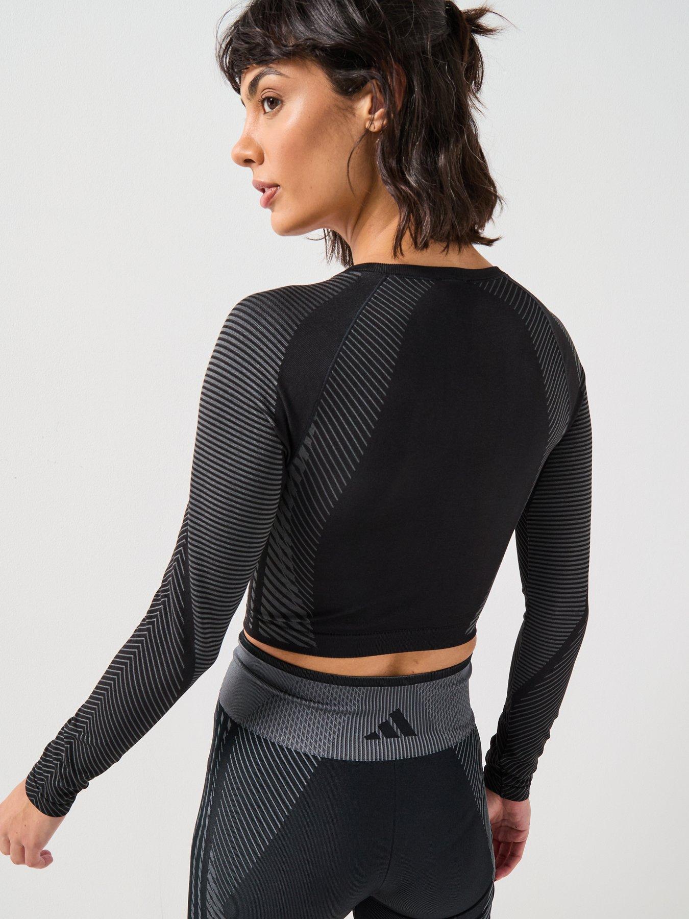 Image 2 of 6 of adidas Womens Training Seamless Long Sleeve Crop Top - Black