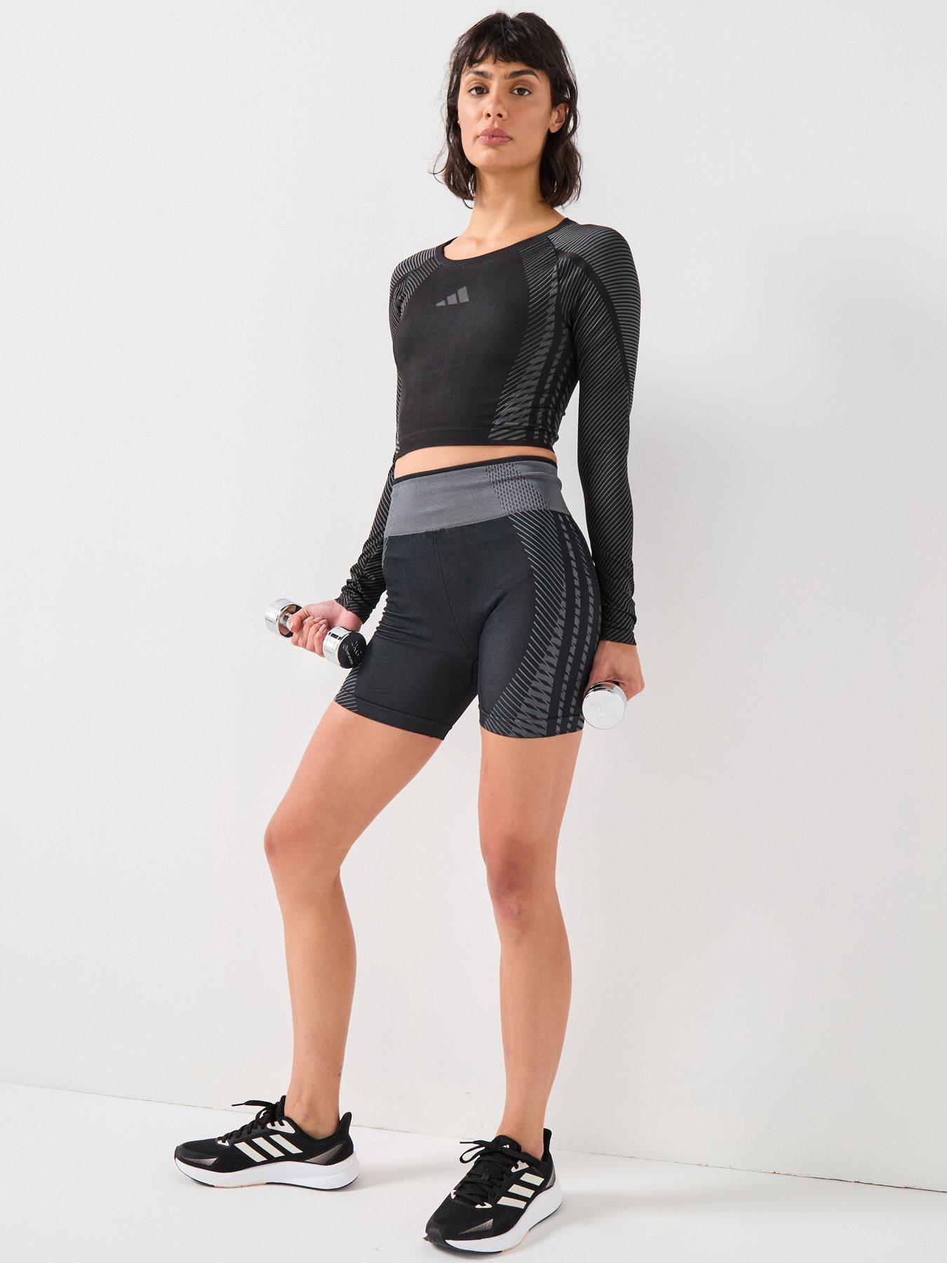 Image 3 of 6 of adidas Womens Training Seamless Long Sleeve Crop Top - Black
