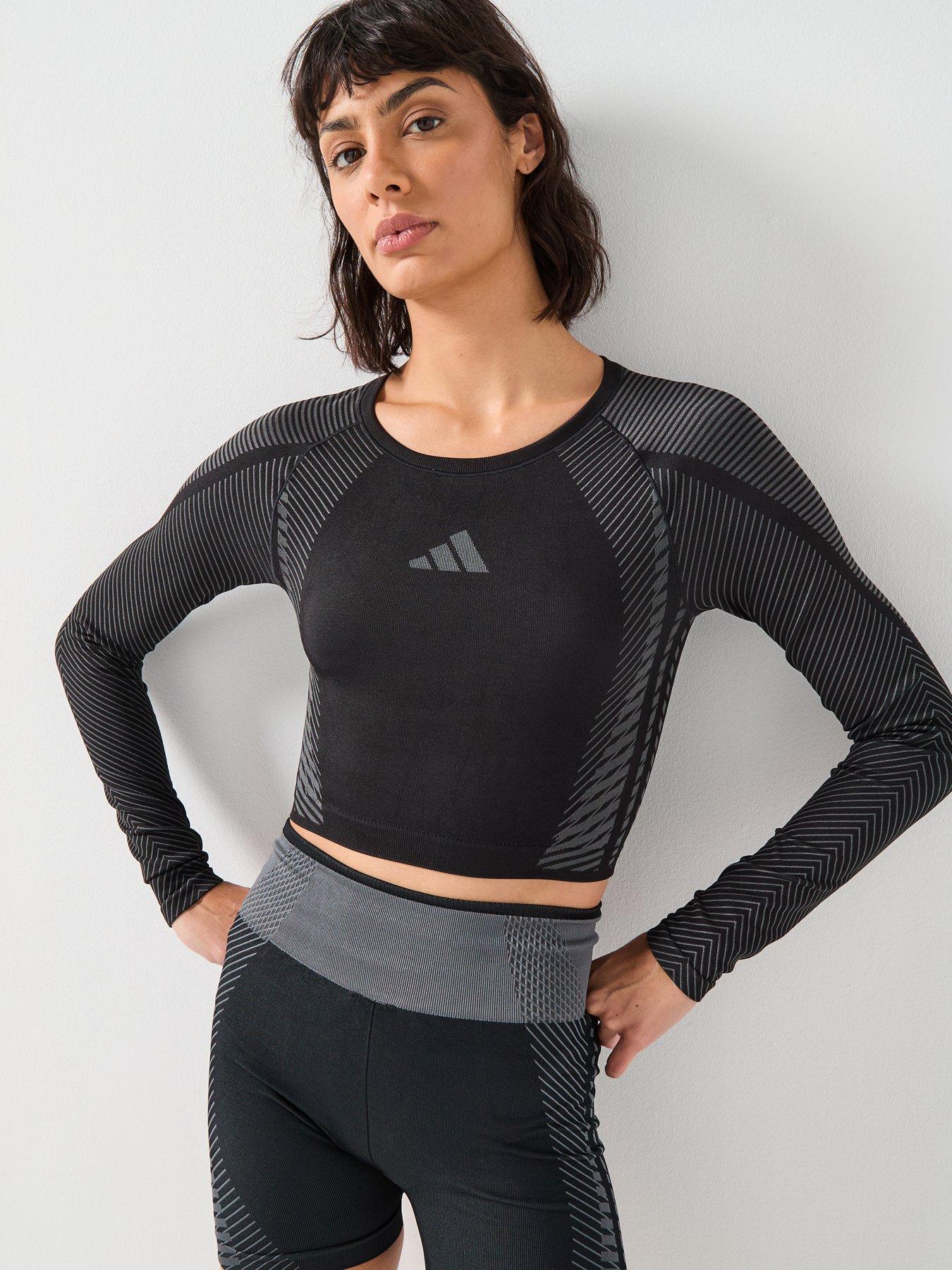 Image 6 of 6 of adidas Womens Training Seamless Long Sleeve Crop Top - Black