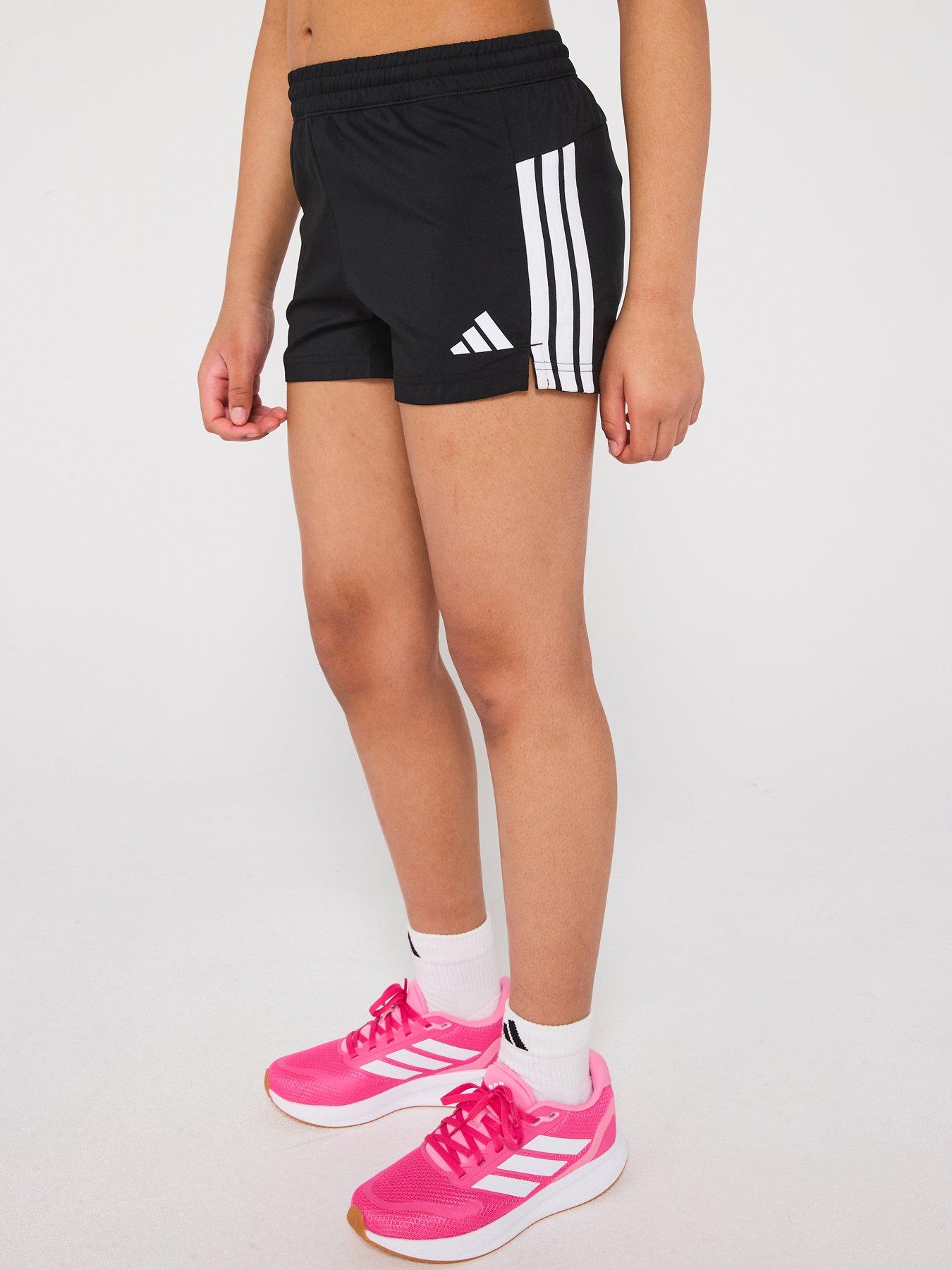 Image 1 of 6 of adidas Junior Girls Train Essentials 3 Stripe Shorts - Black/White