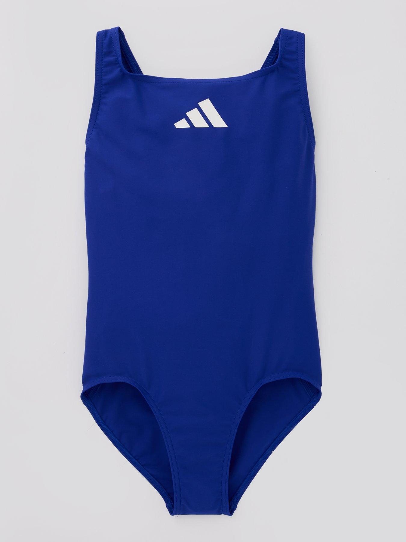 adidas-junior-girls-3-bar-logo-swimsuit-blue