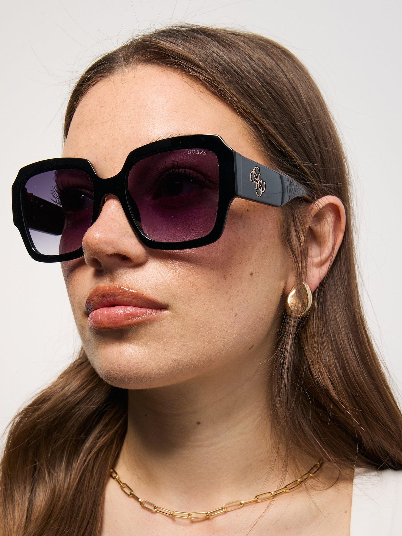 Image 6 of 6 of Guess Square Large Logo Sunglasses - Black