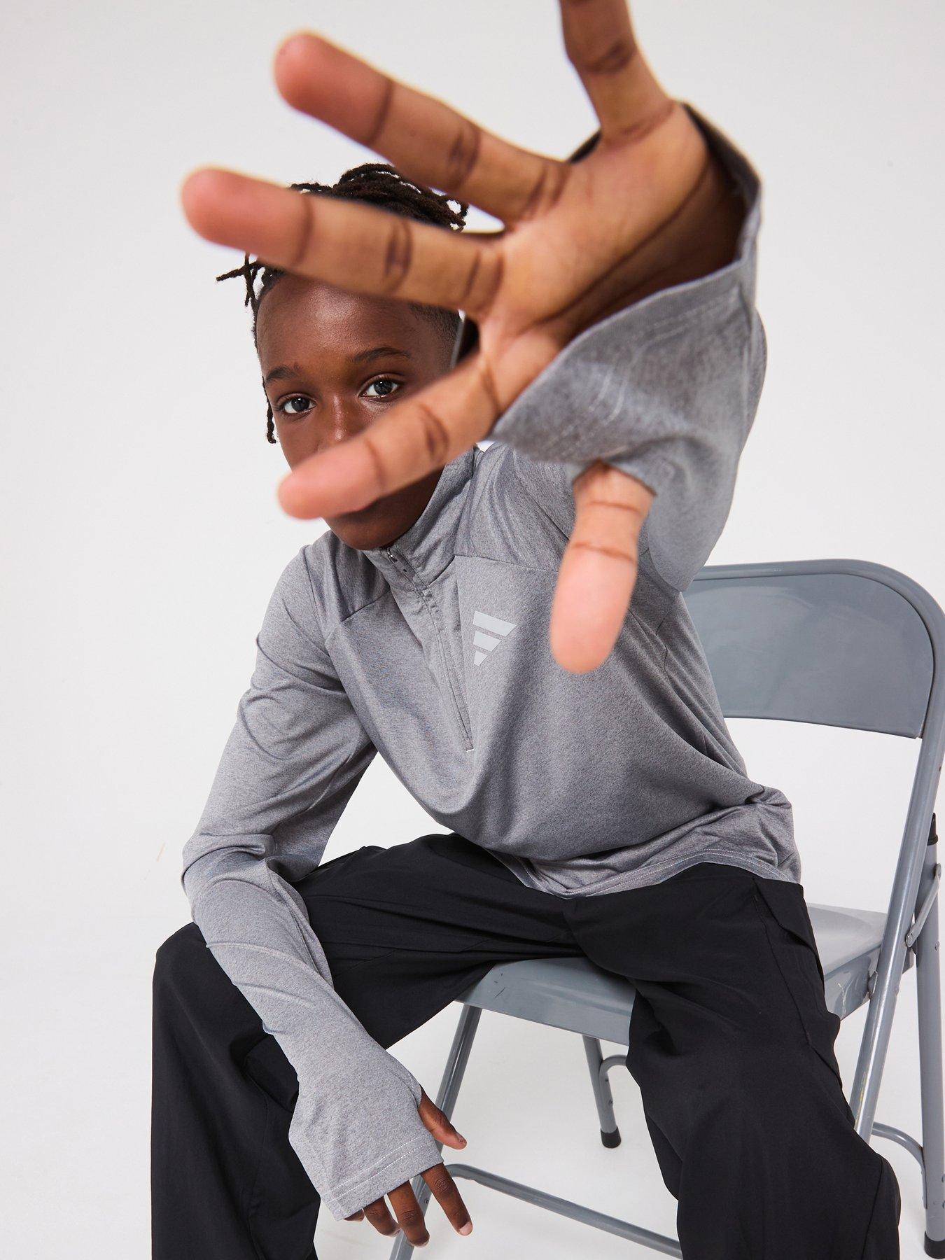 Image 1 of 6 of adidas Junior Boys Training Half Zip Top - Grey/Reflective Silver