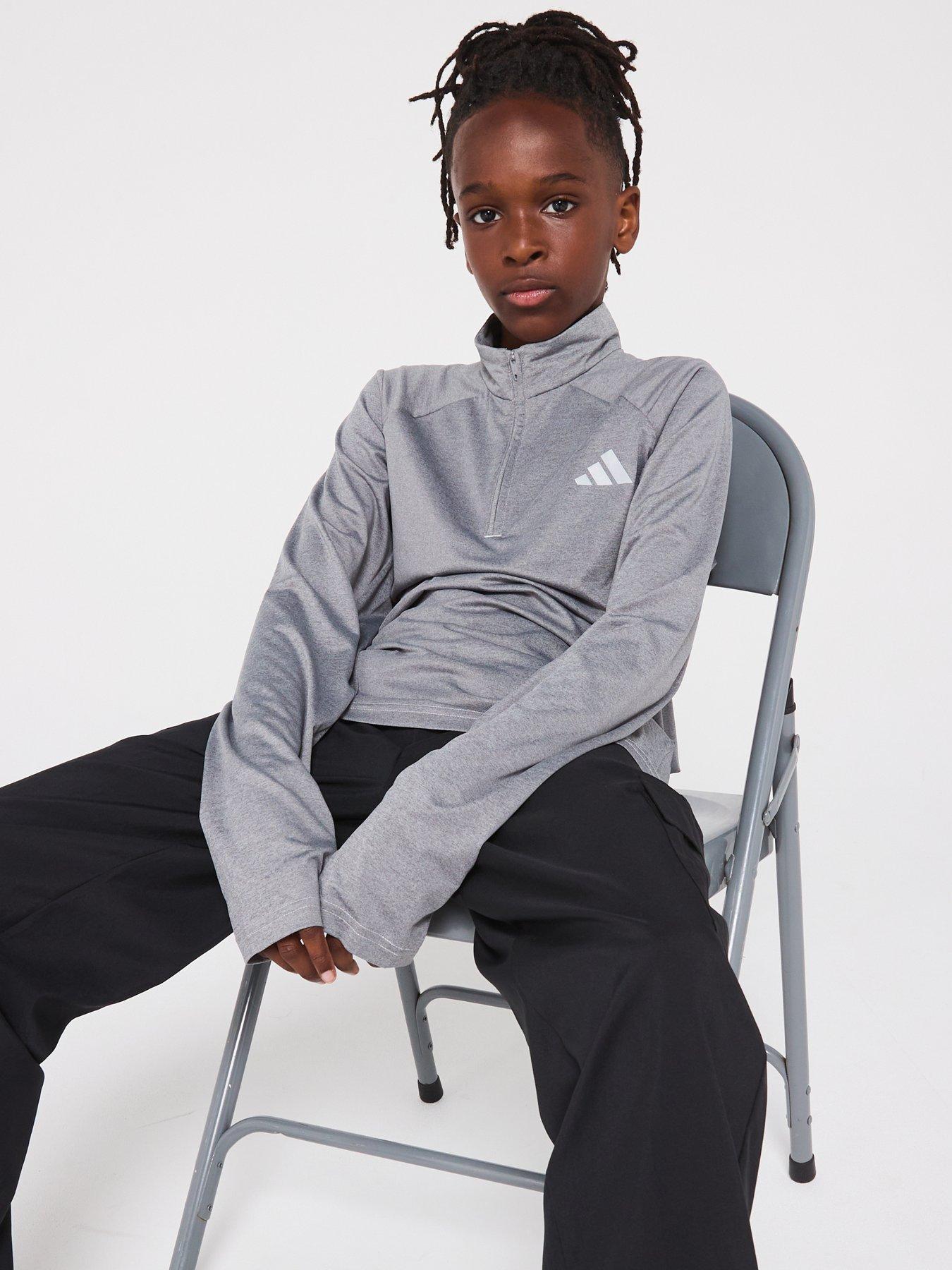 Image 2 of 6 of adidas Junior Boys Training Half Zip Top - Grey/Reflective Silver