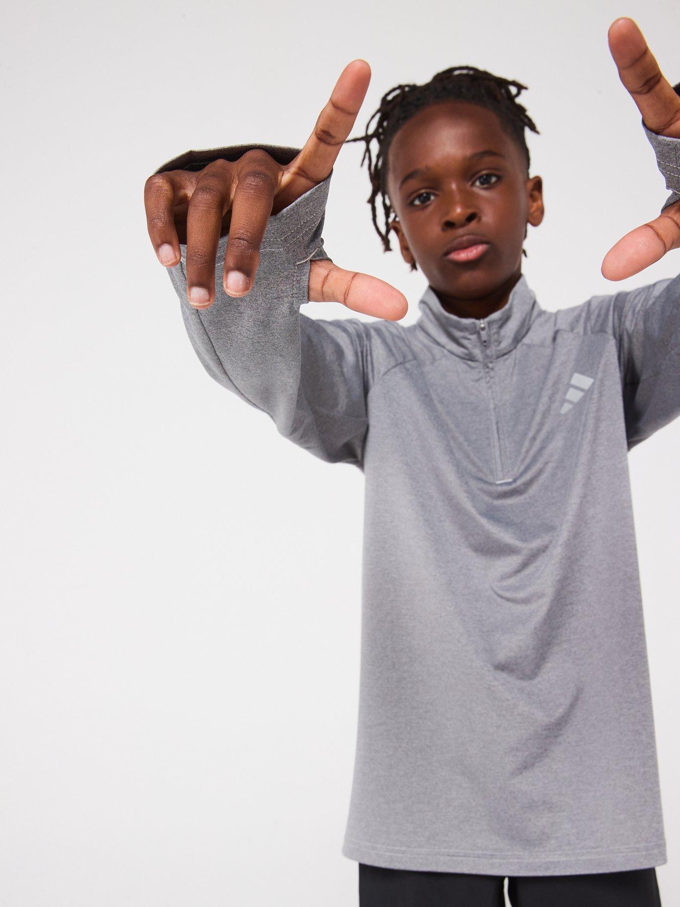 Image 4 of 6 of adidas Junior Boys Training Half Zip Top - Grey/Reflective Silver