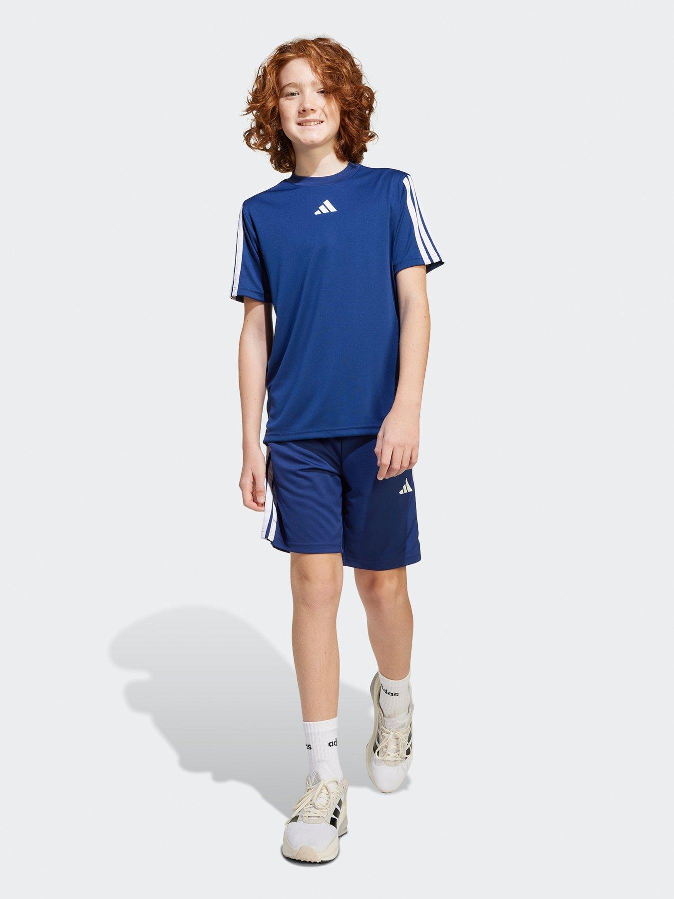 Image 3 of 5 of adidas Junior Boys Train Essentials 3 Stripe Shorts - Navy