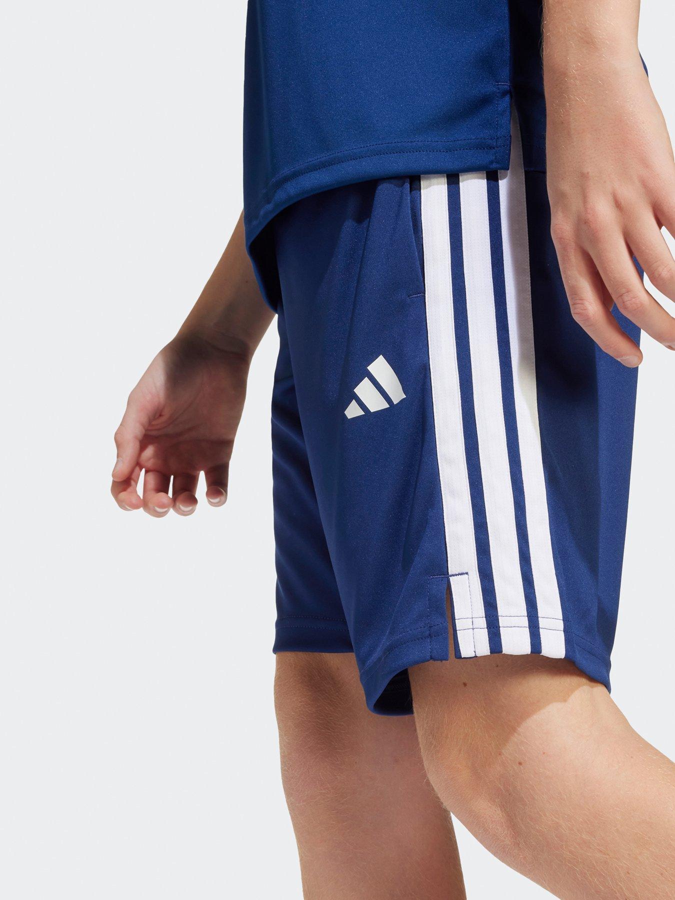 Image 4 of 5 of adidas Junior Boys Train Essentials 3 Stripe Shorts - Navy