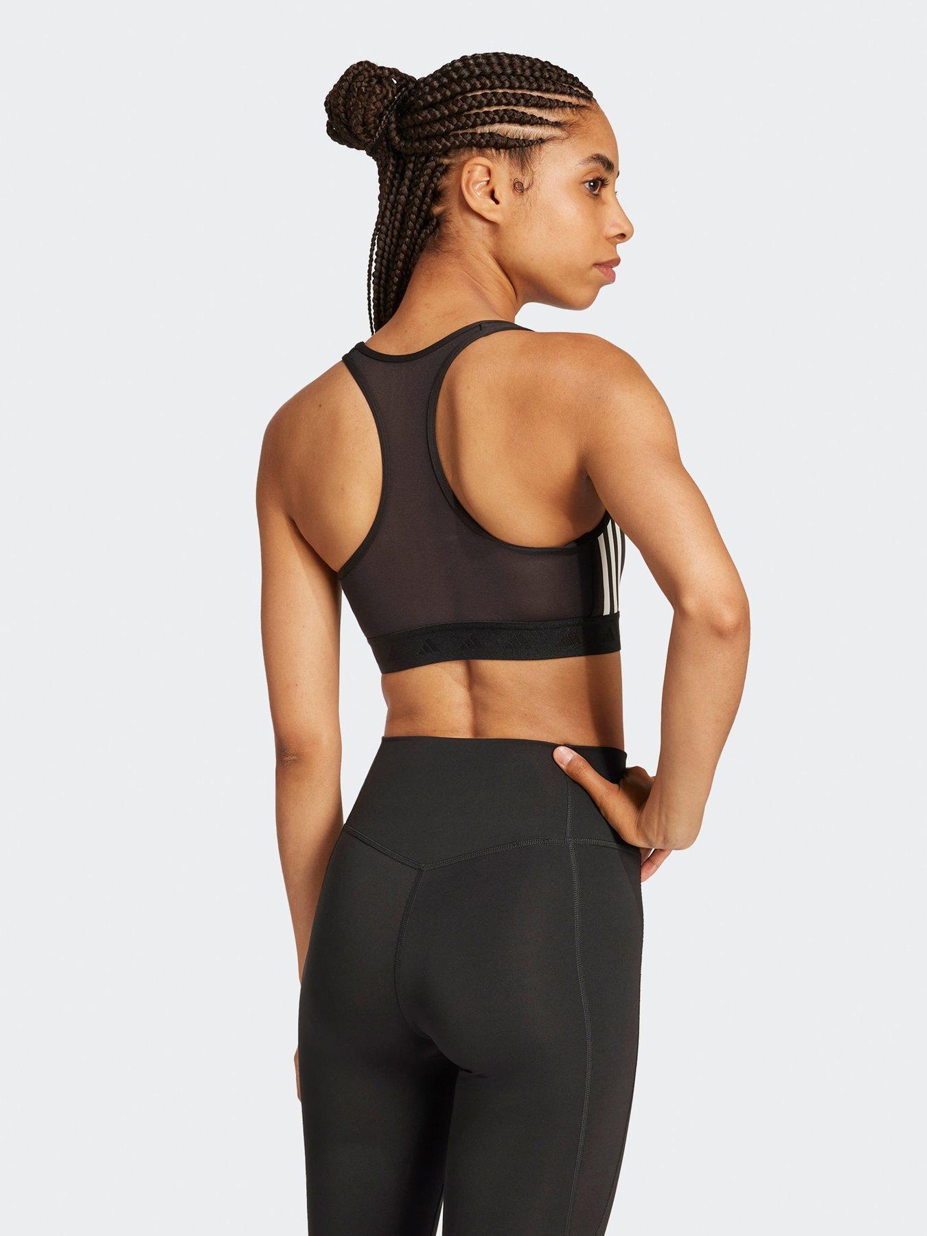 Image 2 of 5 of adidas Womens Training Hyperglam Mid Support Sports Bra - Black/White