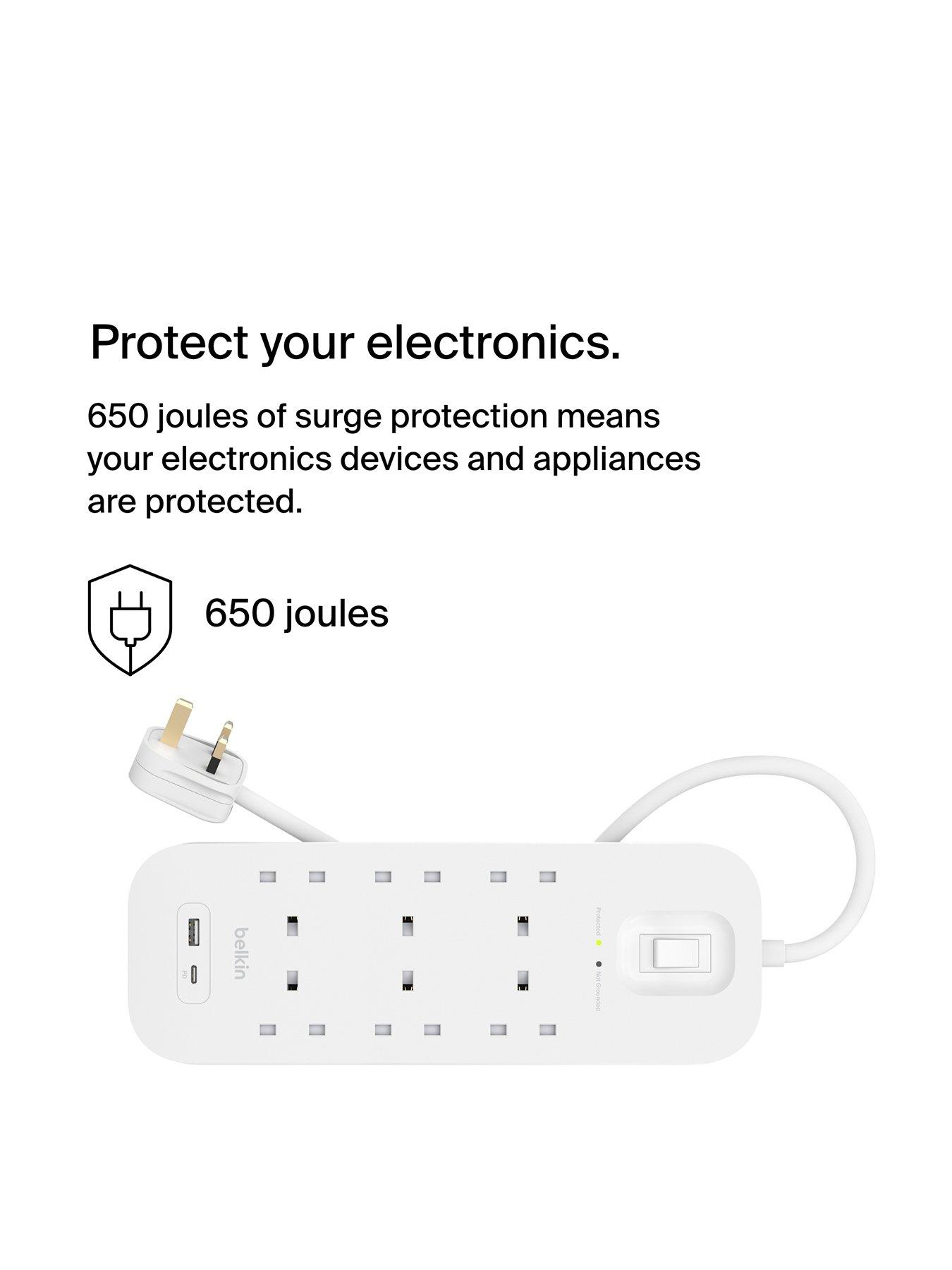 Image 3 of 7 of Belkin Belkin 6 Socket 2m USB A &amp; C Surge Protected Extension Lead