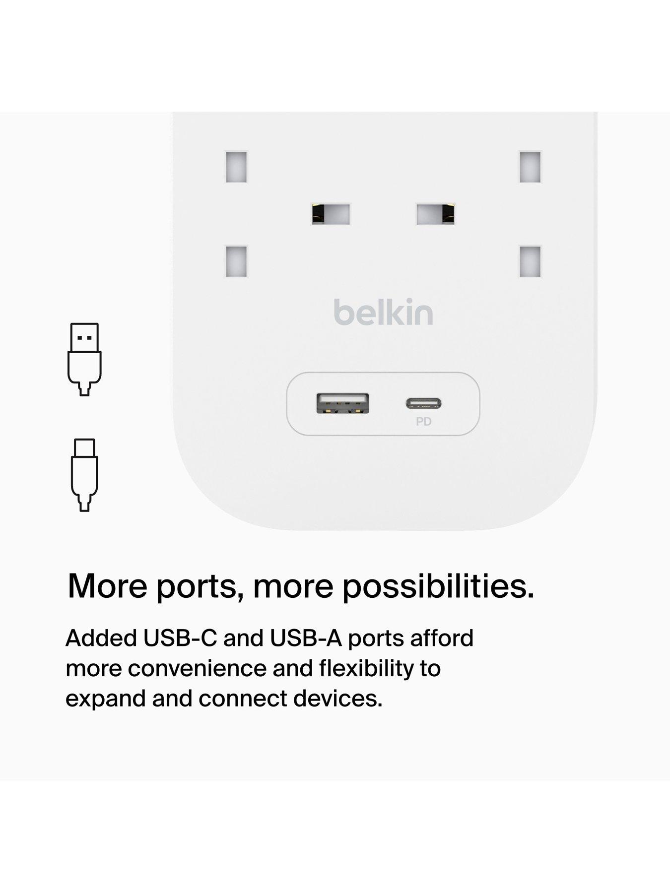 Image 5 of 7 of Belkin Belkin 6 Socket 2m USB A &amp; C Surge Protected Extension Lead