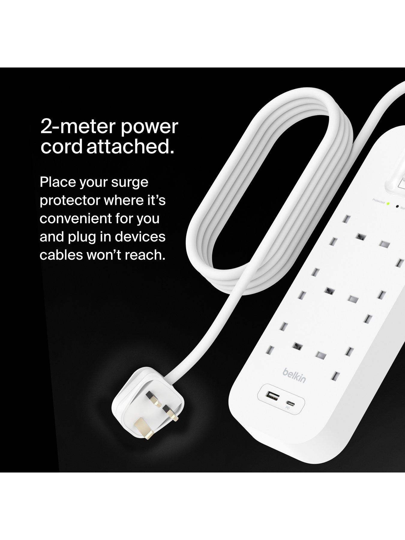Image 7 of 7 of Belkin Belkin 6 Socket 2m USB A &amp; C Surge Protected Extension Lead