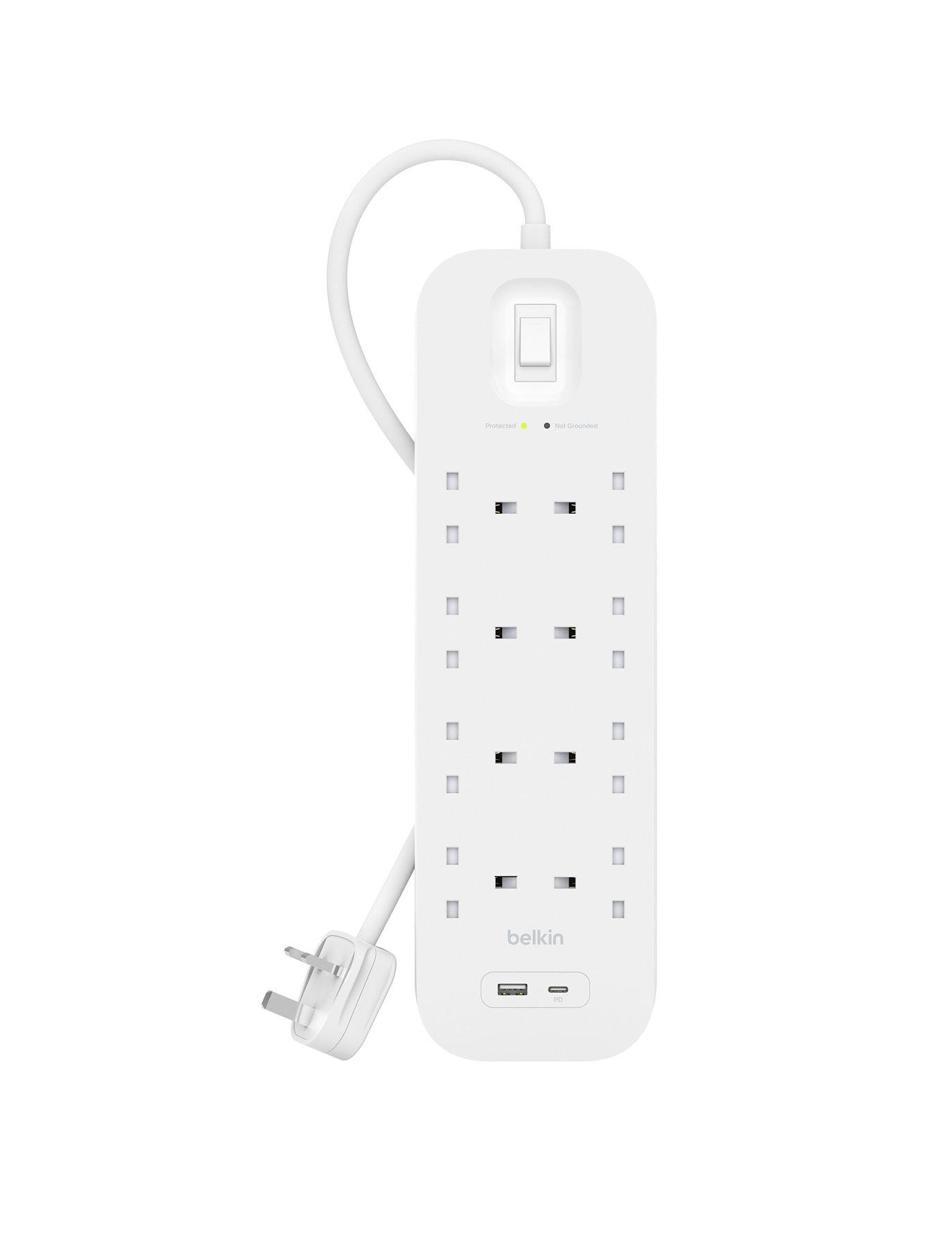 Image 1 of 7 of Belkin Belkin 8 Socket 2m USB A &amp; C Surge Protected Extension Lead
