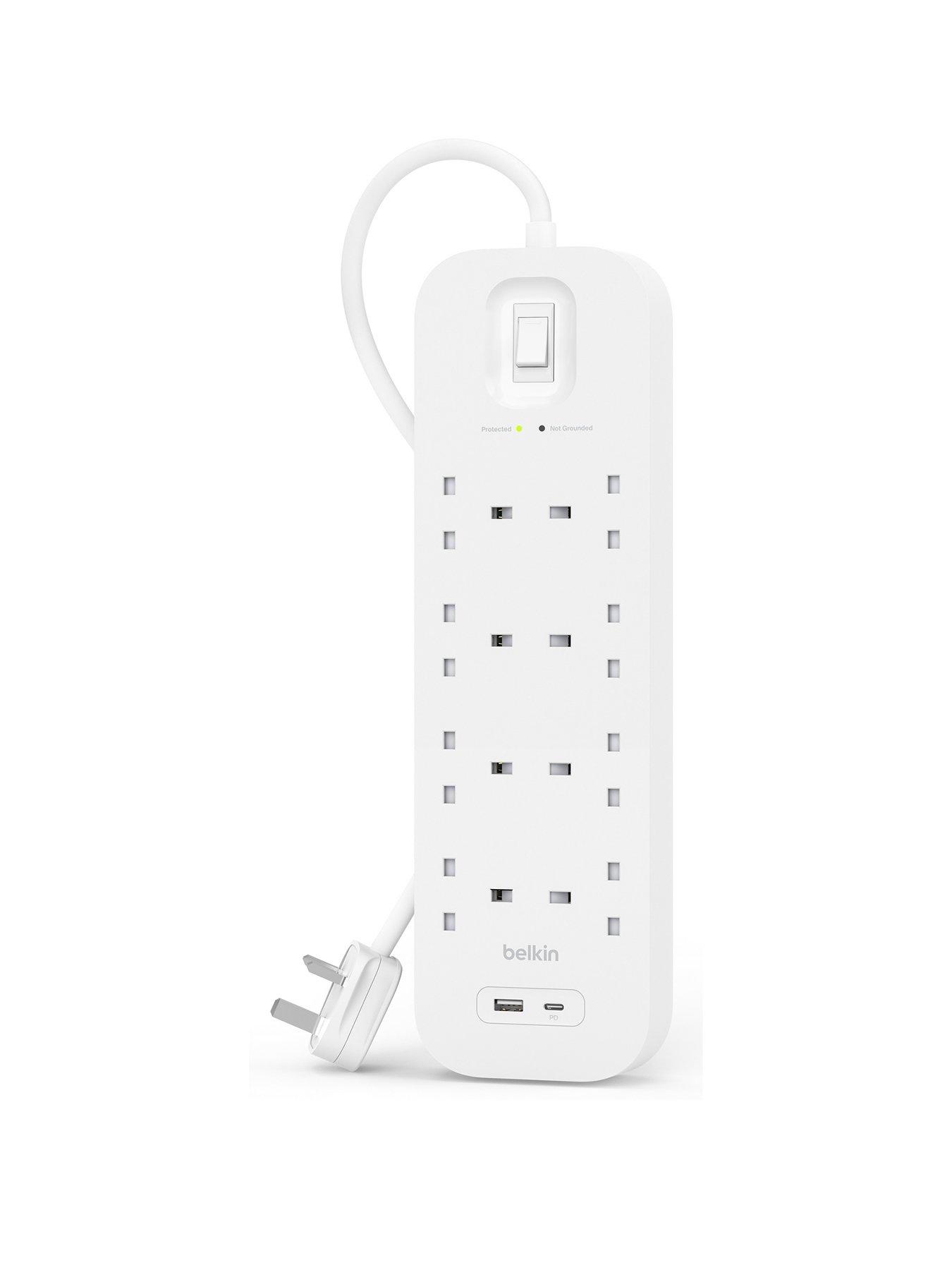 Image 2 of 7 of Belkin Belkin 8 Socket 2m USB A &amp; C Surge Protected Extension Lead
