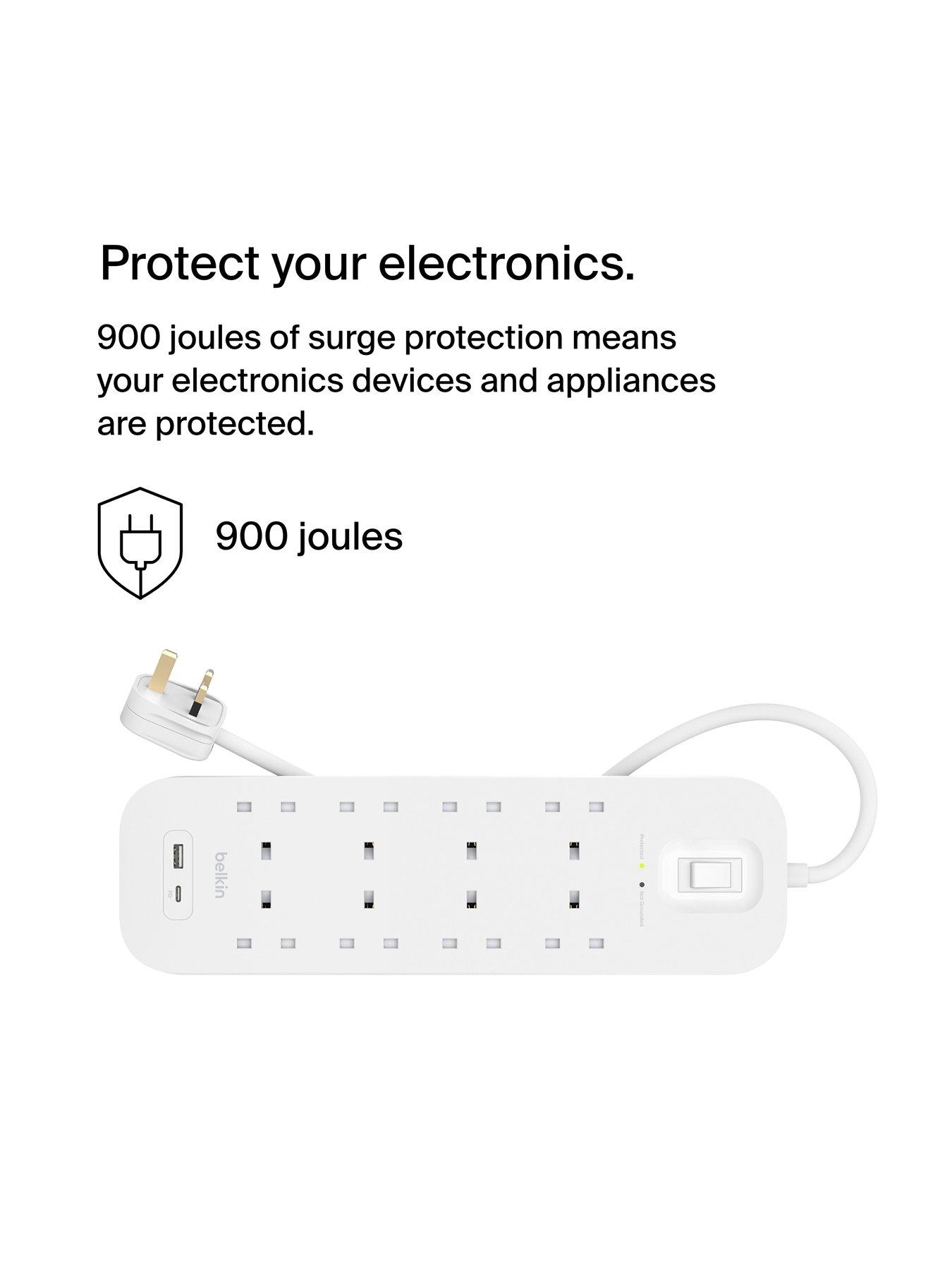 Image 3 of 7 of Belkin Belkin 8 Socket 2m USB A &amp; C Surge Protected Extension Lead