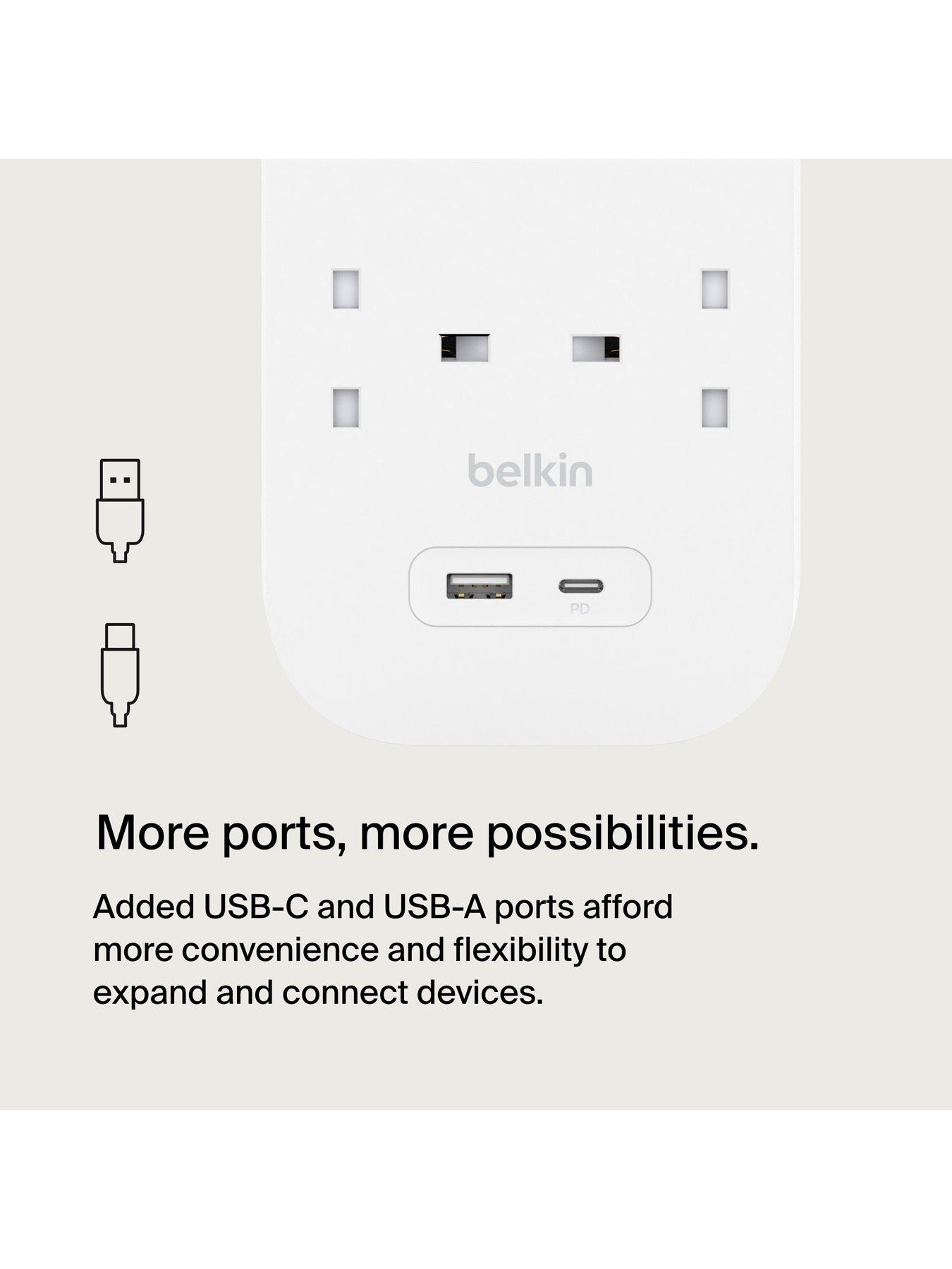 Image 5 of 7 of Belkin Belkin 8 Socket 2m USB A &amp; C Surge Protected Extension Lead