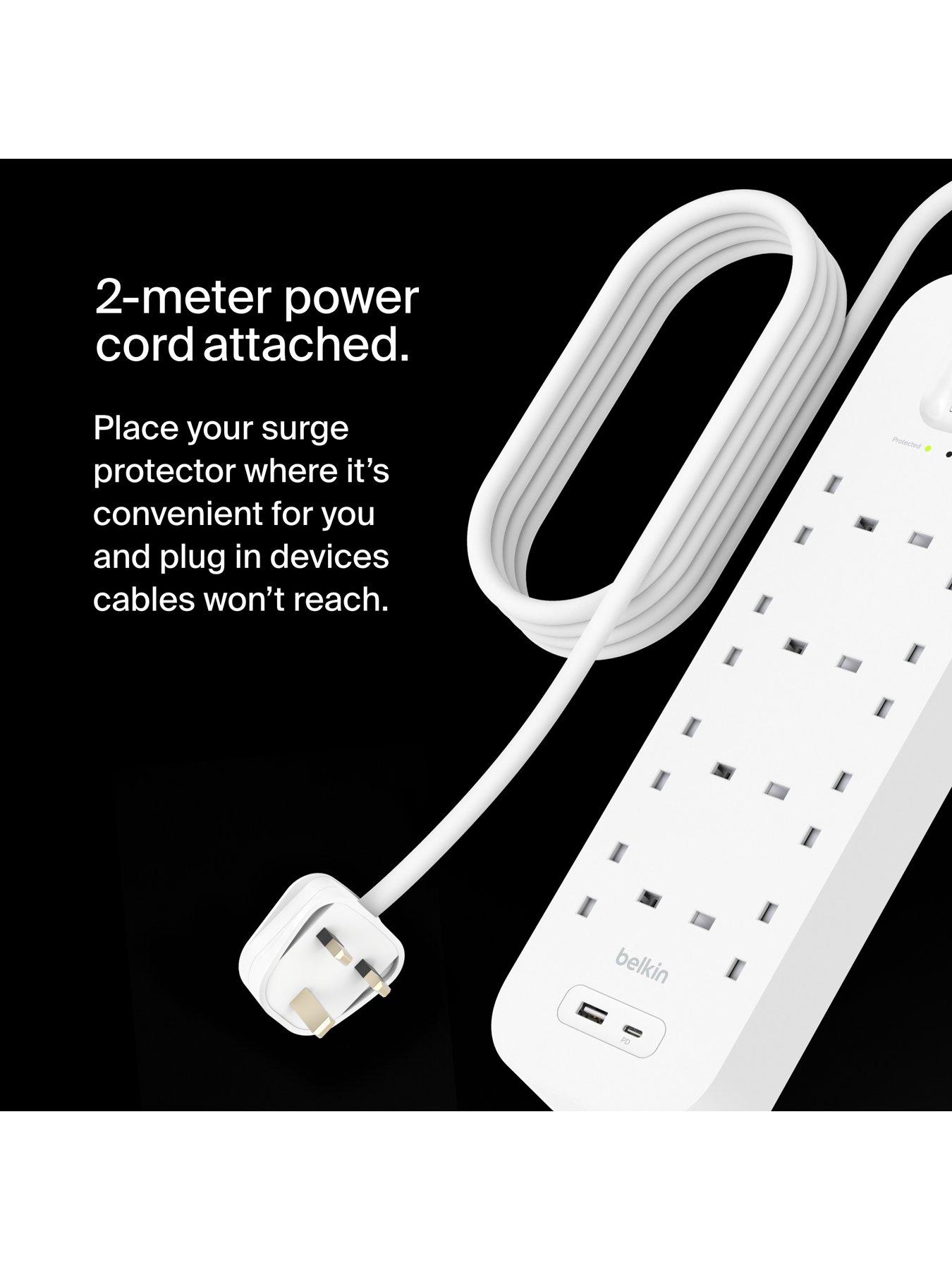 Image 7 of 7 of Belkin Belkin 8 Socket 2m USB A &amp; C Surge Protected Extension Lead