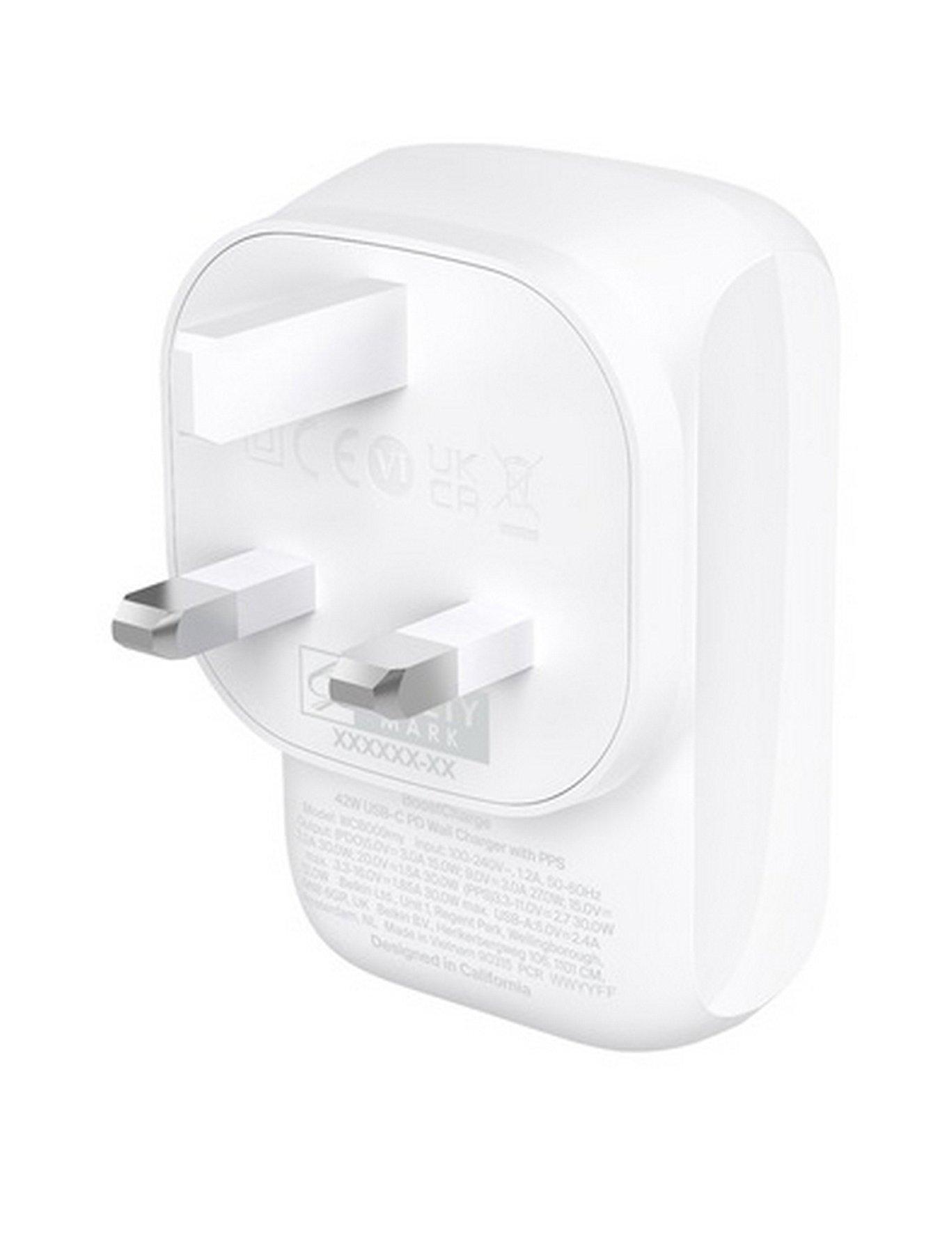 Image 2 of 5 of Belkin Belkin 42W USB-C and USB-A Dual Port Charger - White