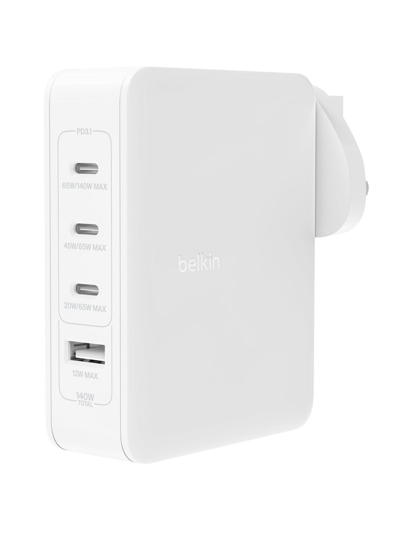 undefined Belkin 140W 4 Port GaN Wall Charger with Travel tips -White