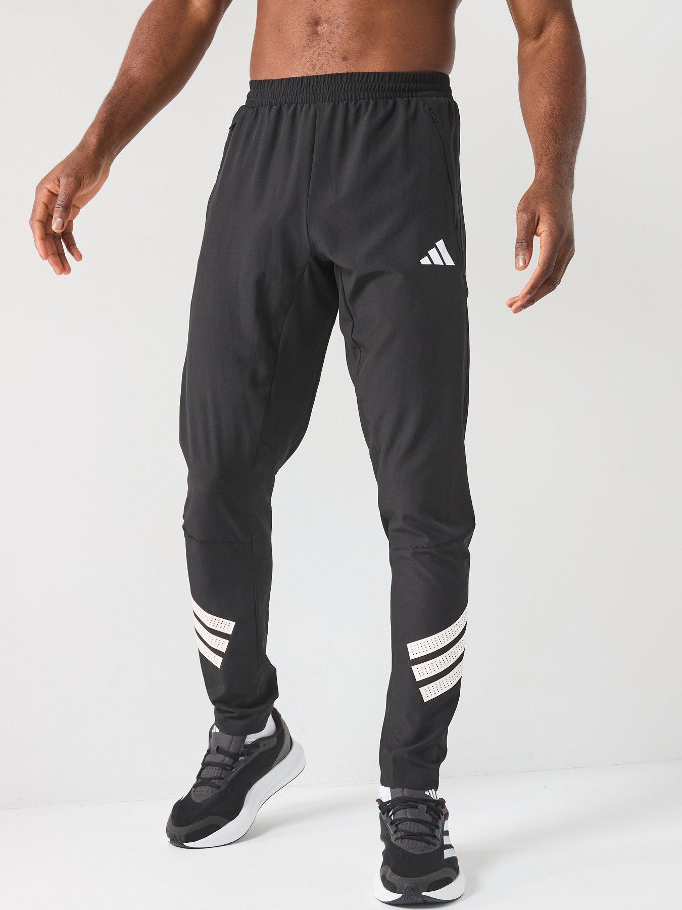 adidas-mens-training-gym-3-stripe-woven-pants-blackwhite