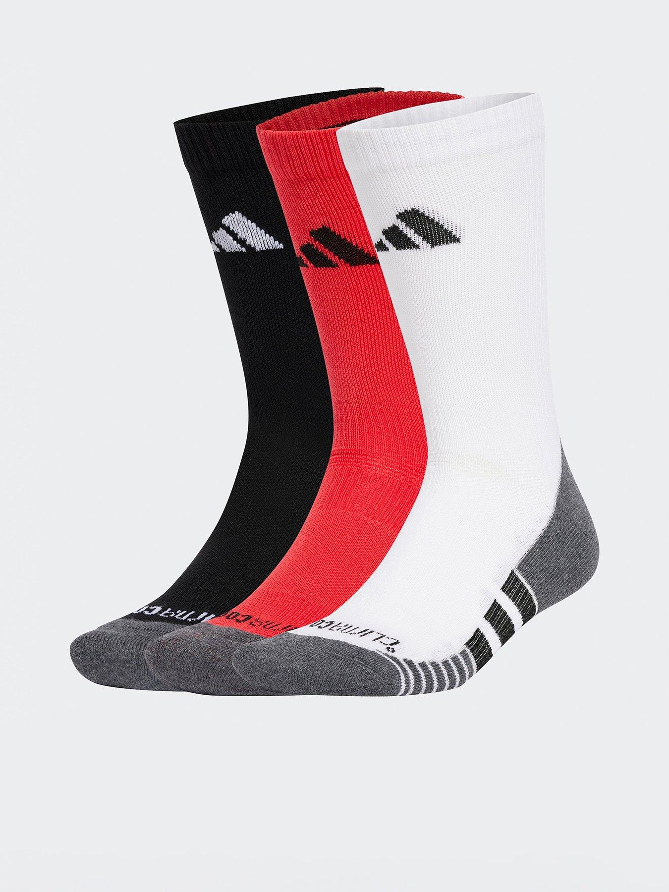 adidas Unisex Training Cushioned Crew Socks 3 Pack - Pure Ruby/Black/White
