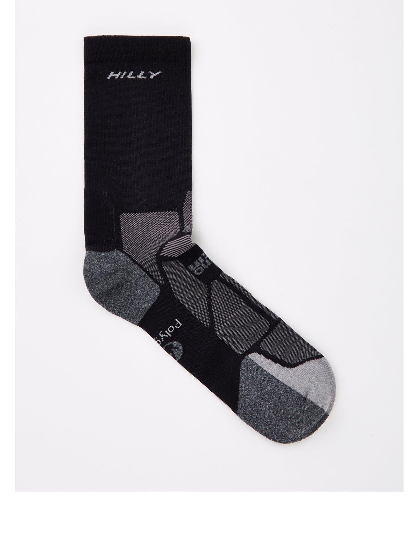 Hilly Marathon Fresh Crew Min Running Sock - Black/grey