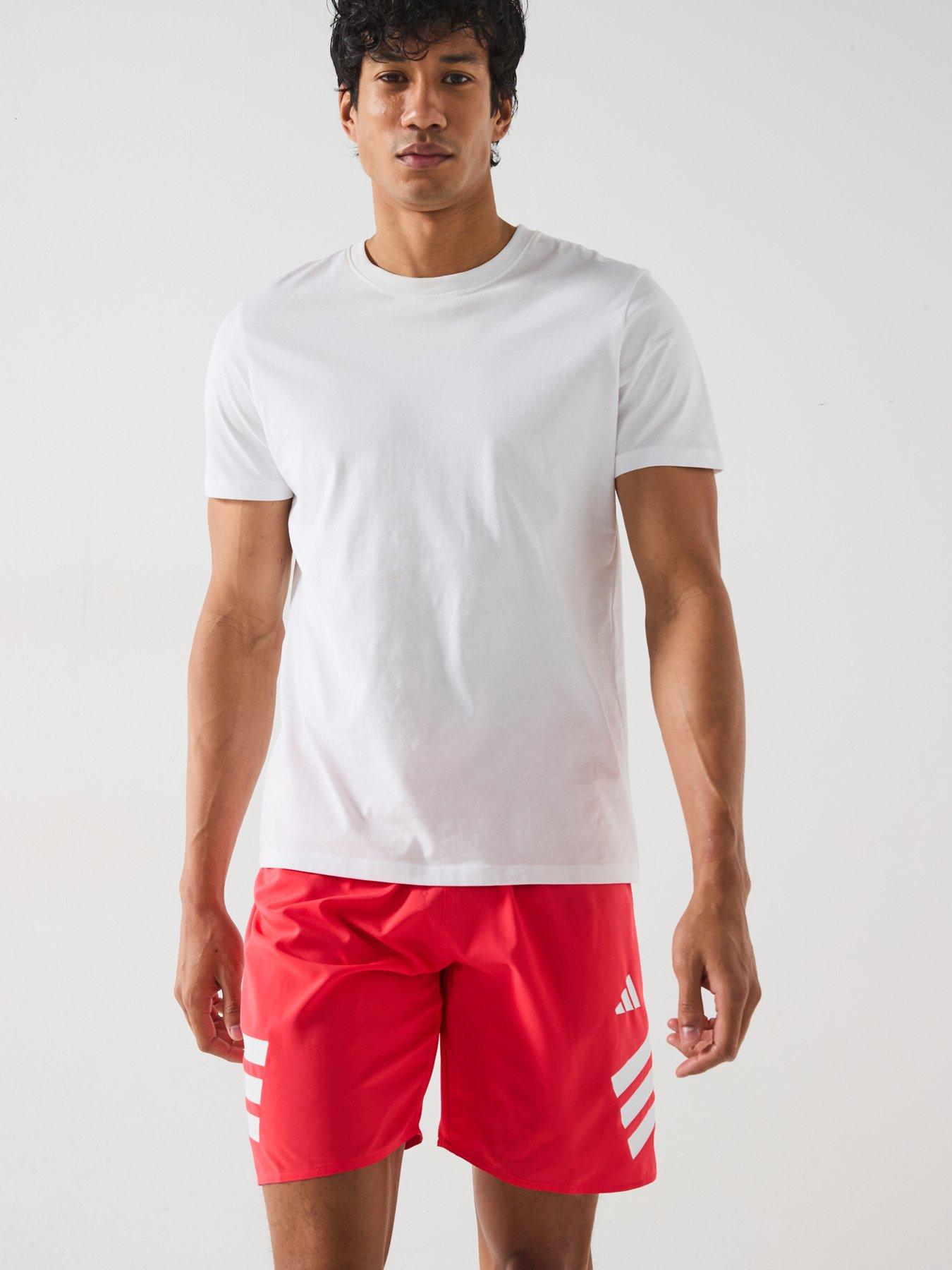 Image 4 of 4 of adidas Mens Icon 3 Stripe 8in Swim Shorts - Semi Lucid Red/White