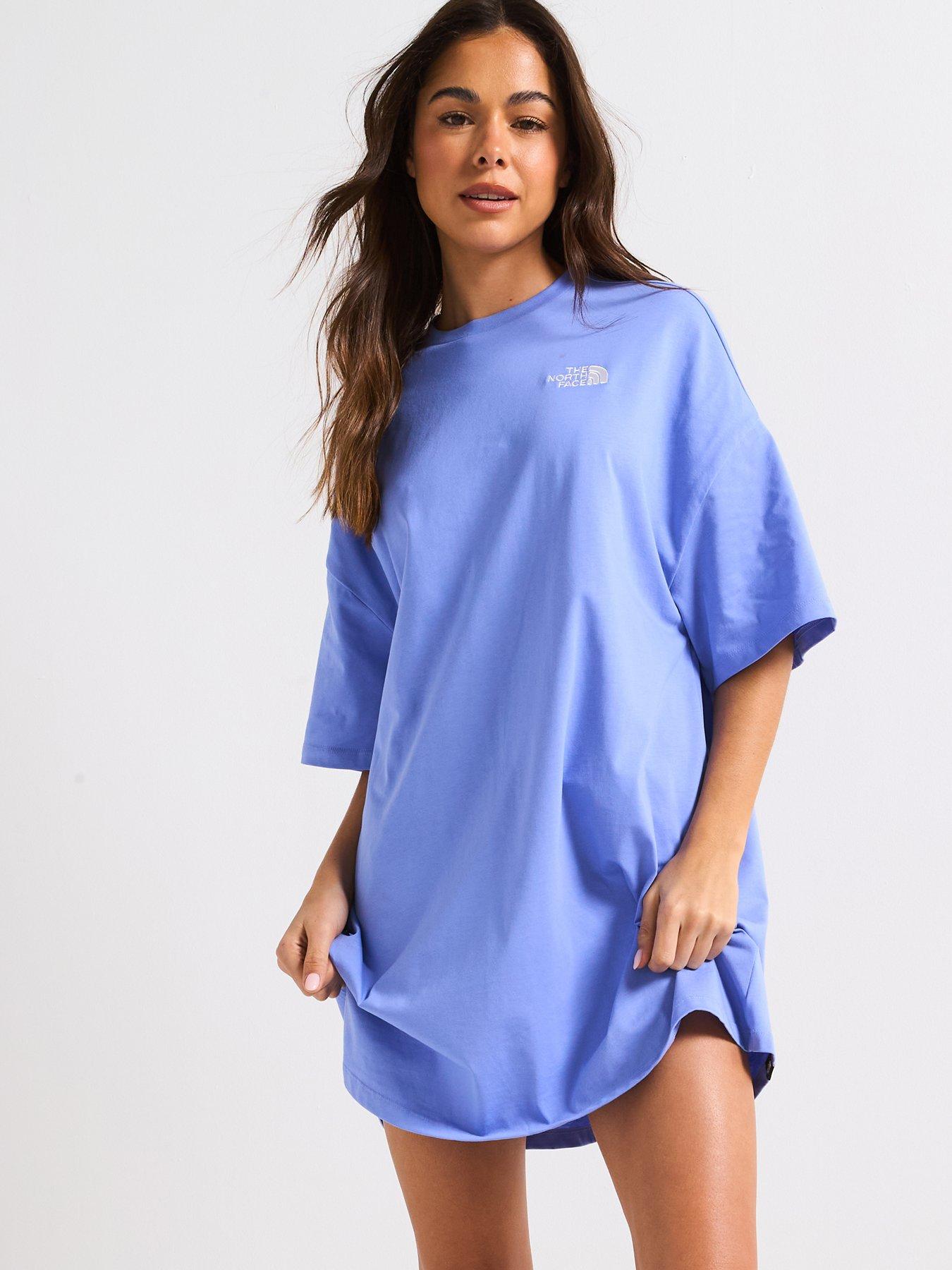 Image of THE NORTH FACE Women's Short Sleeve Essential Oversized Tee Dress - Medium Blue