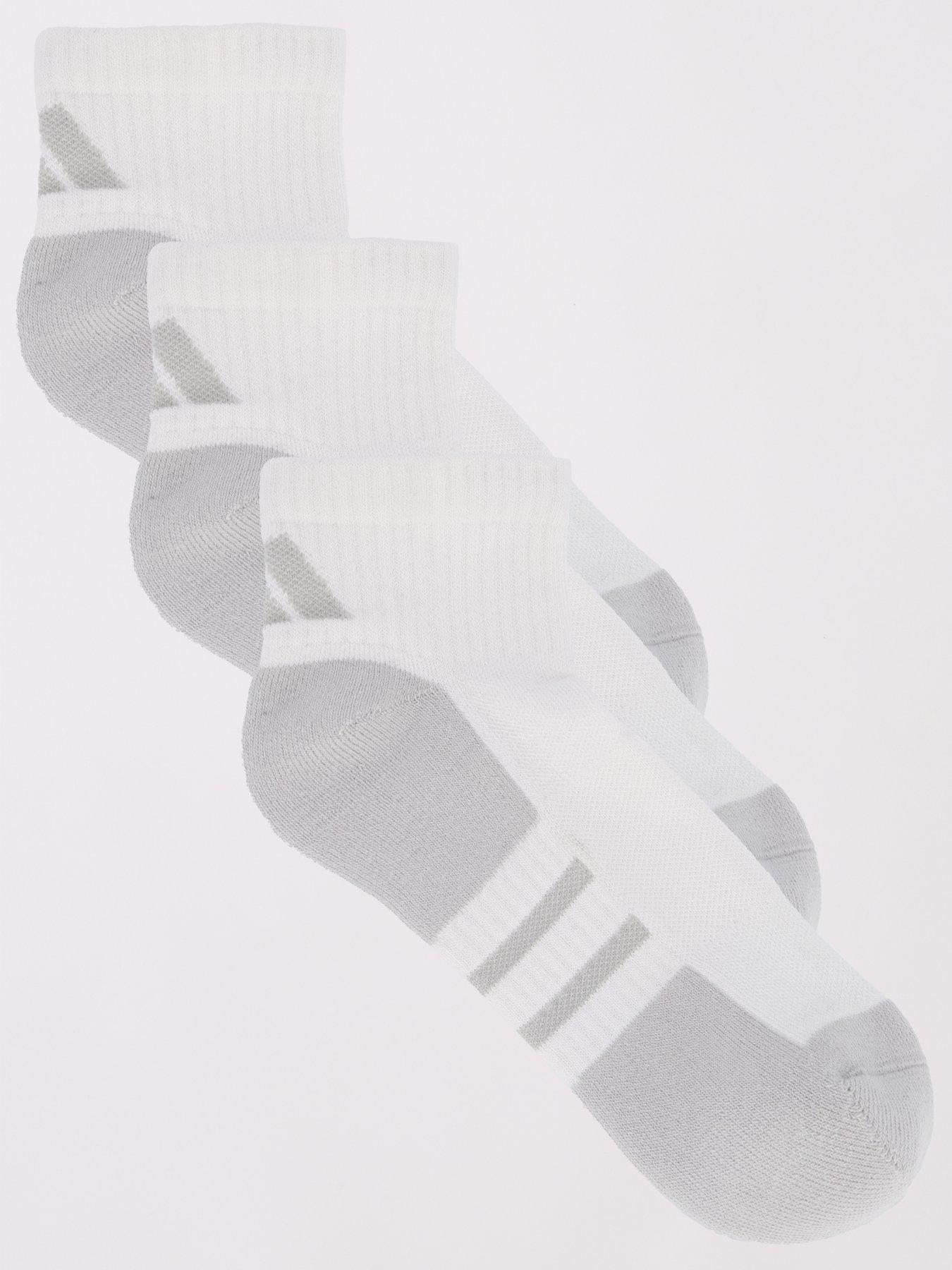 adidas Unisex Training Essential Quarter Socks 3 Pack - White/Grey Two