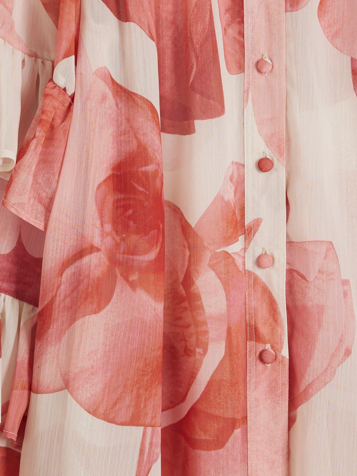 Image 6 of 6 of River Island Ruffle Sleeve Blouse - Pink