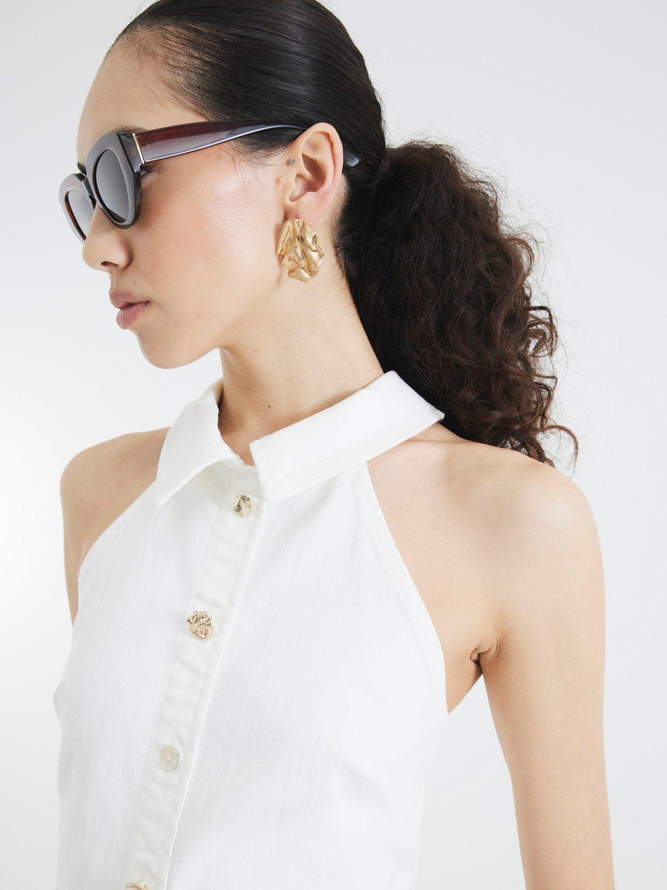 river-island-denim-fitted-shell-button-midi-dress-whiteoutfit