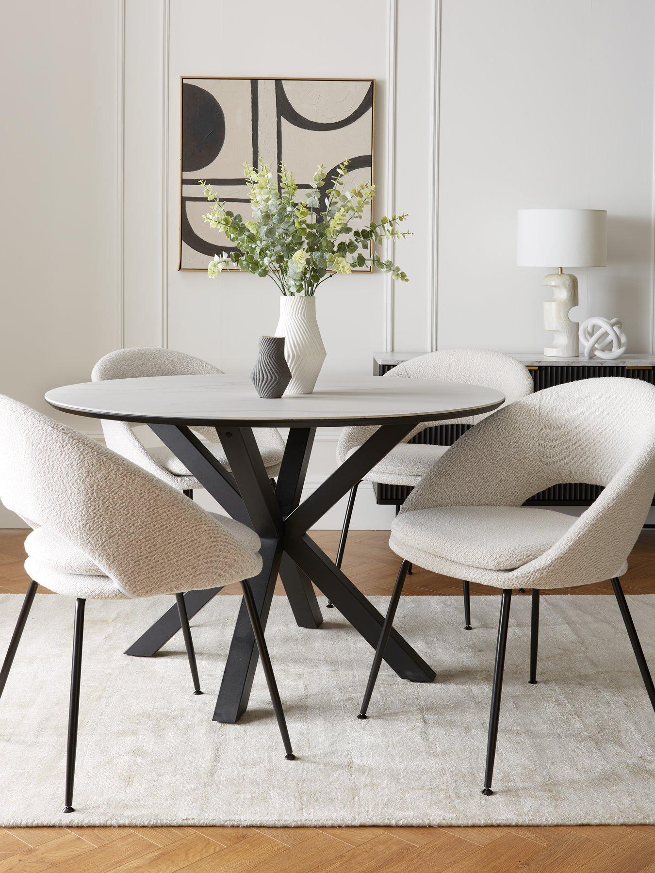 very-home-arabella-round-dining-table-4-aurelia-boucle-dining-chairsfront