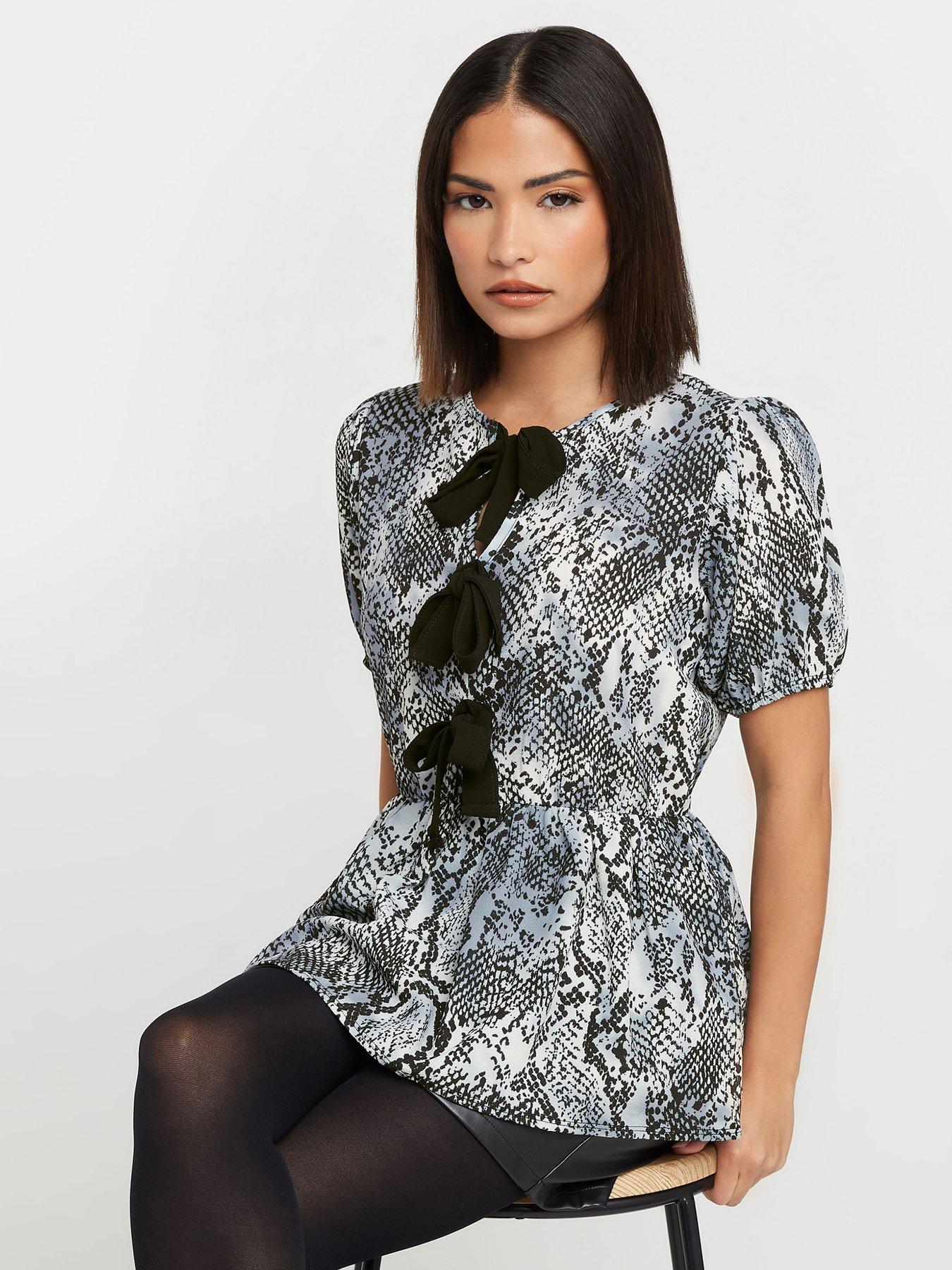 PixieGirl Petite Snake Bow Top - Grey