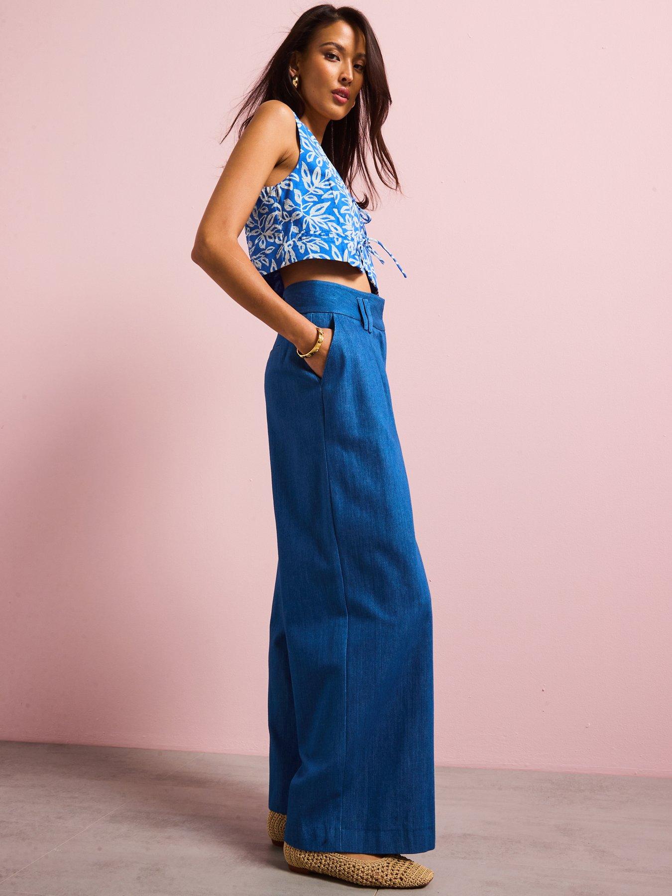 river-island-high-waisted-wide-leg-trouser-bluefront